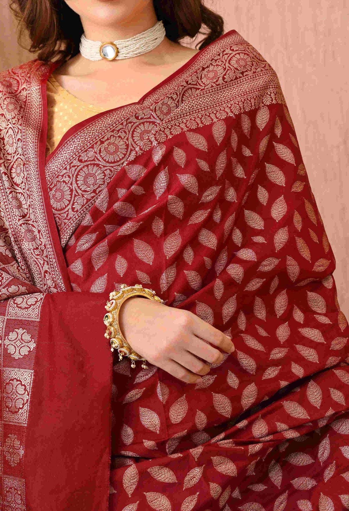 Red silk saree for party wear 