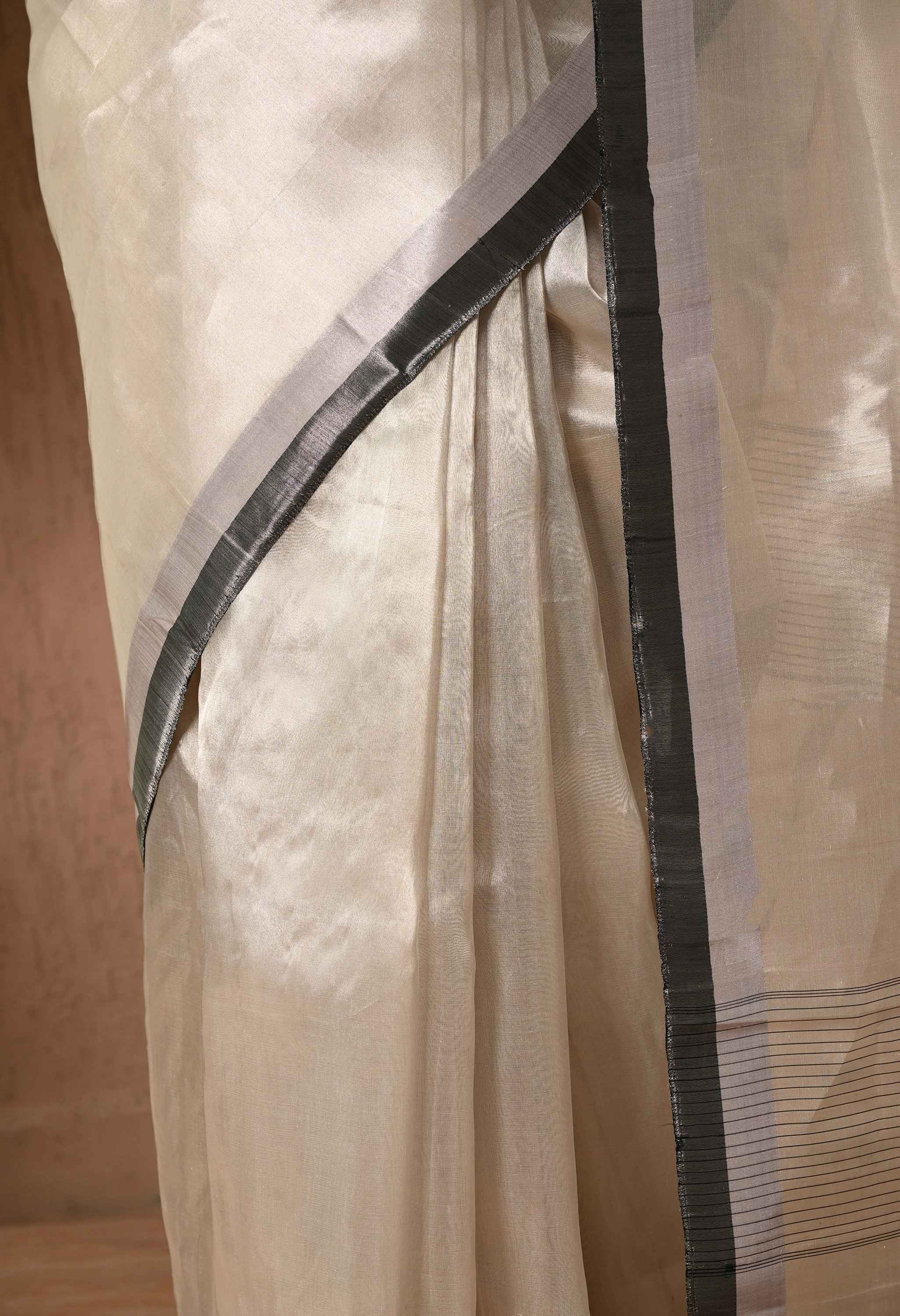 Designer Silver Tissue Silk Saree