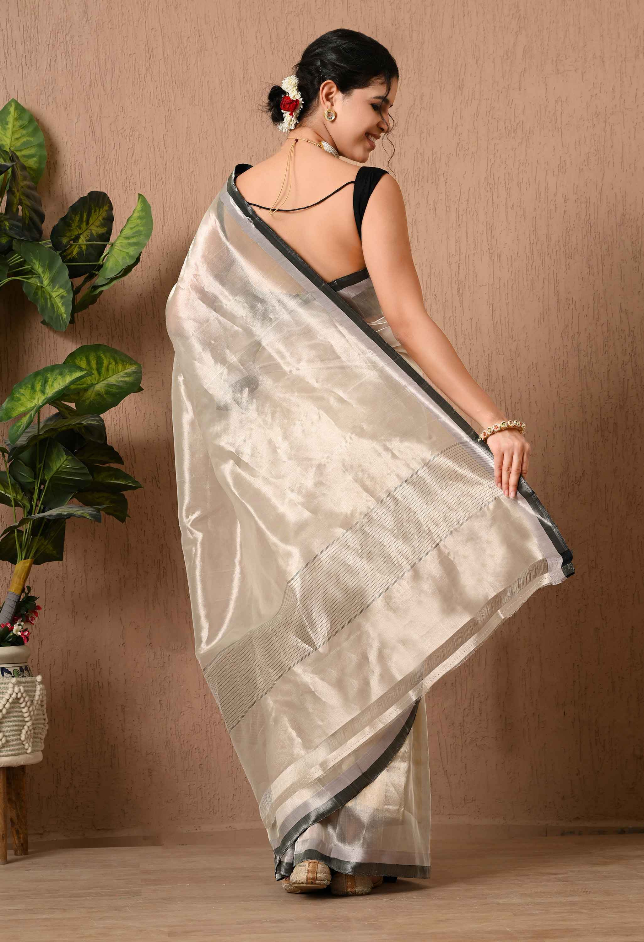 Silver Tissue Silk Saree 