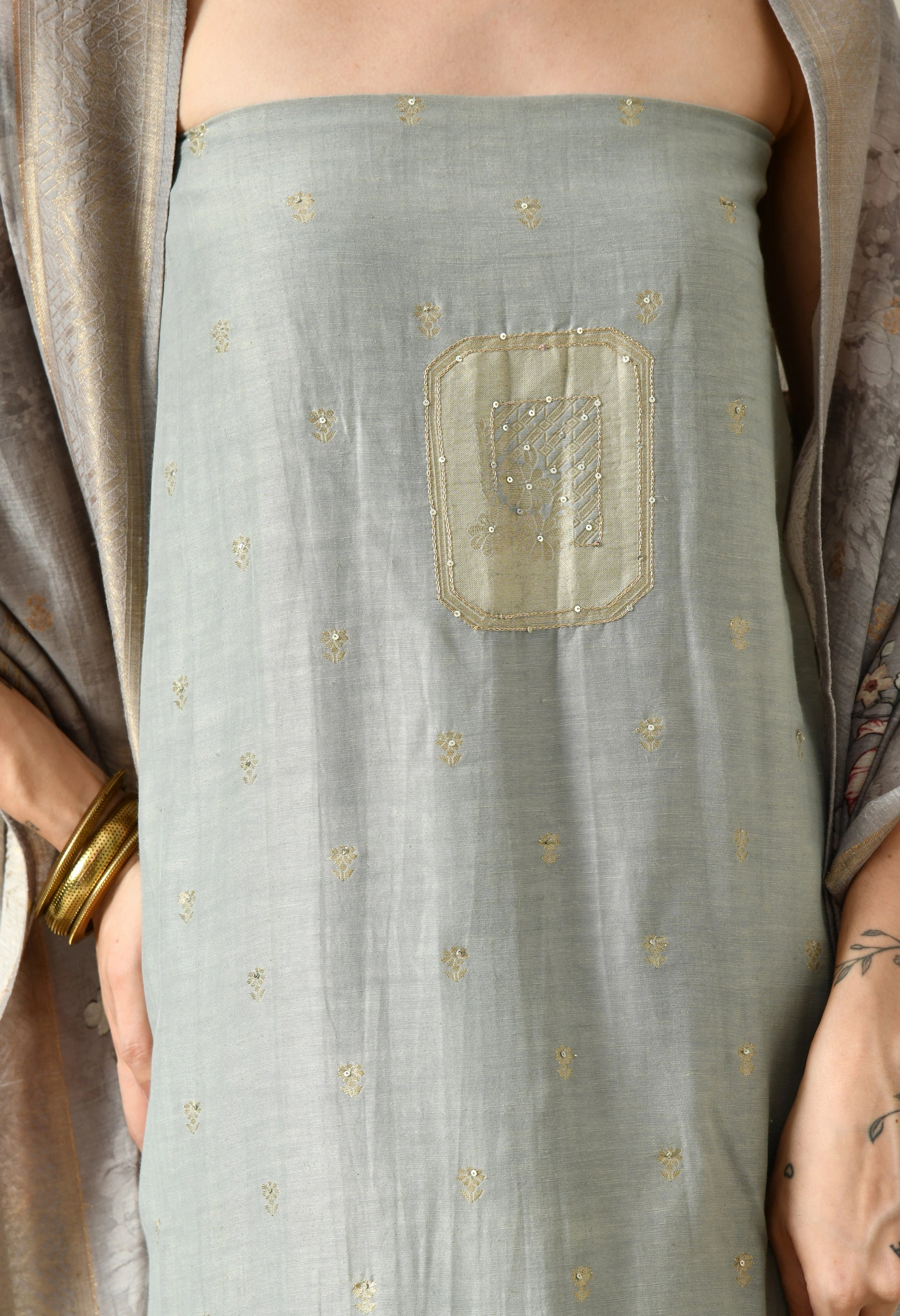 Silk cotton suit with dupatta