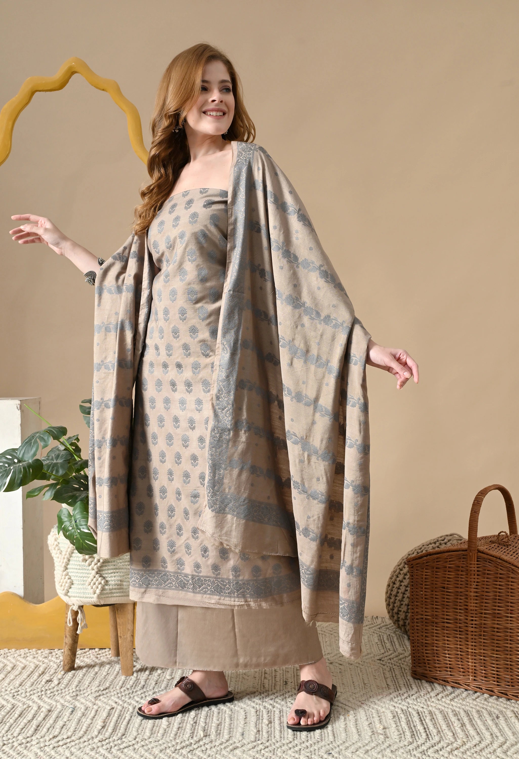 Silk suit set with dupatta