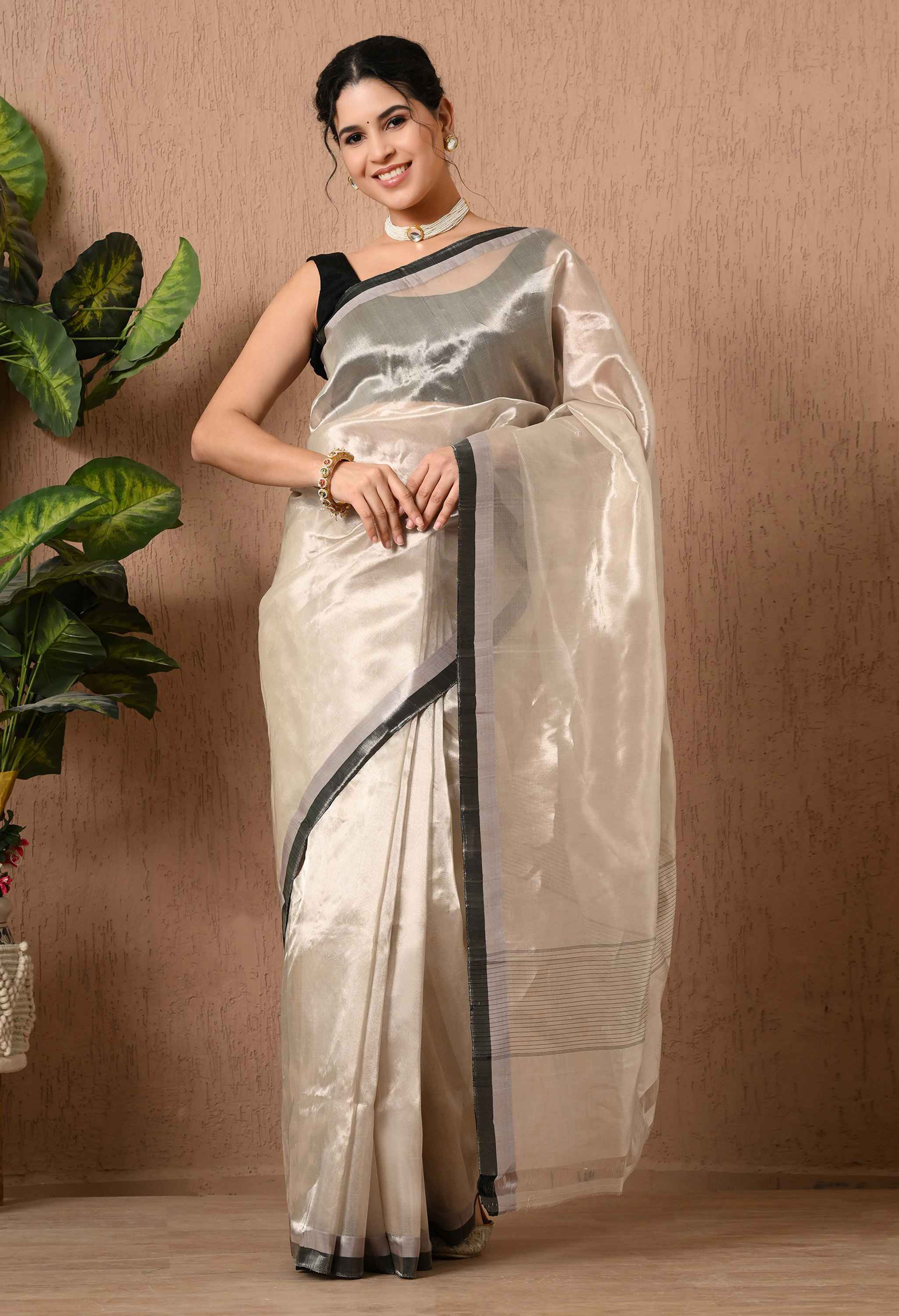 Best Tissue Saree With Satin Border