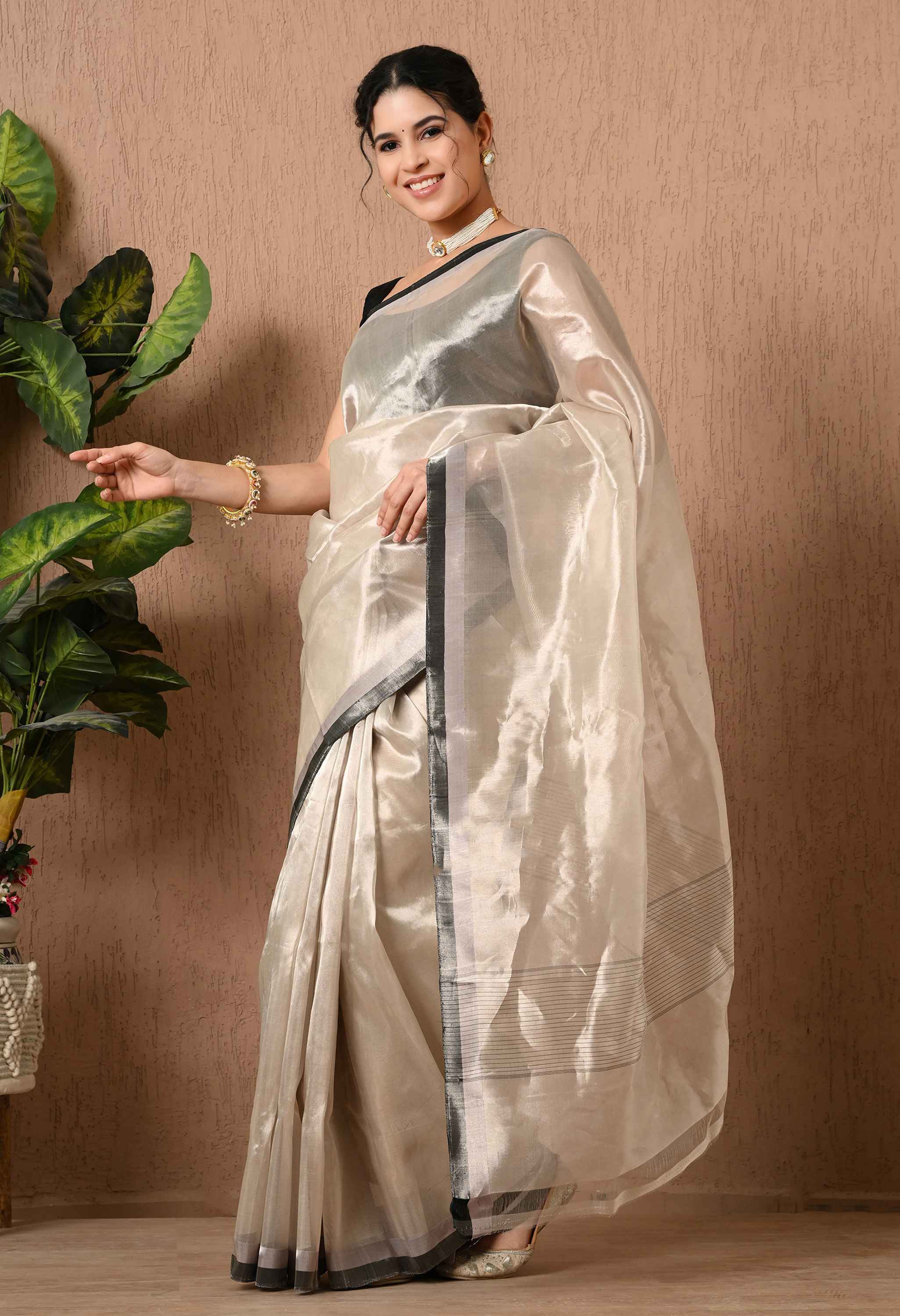 Silver Tissue Silk Saree 