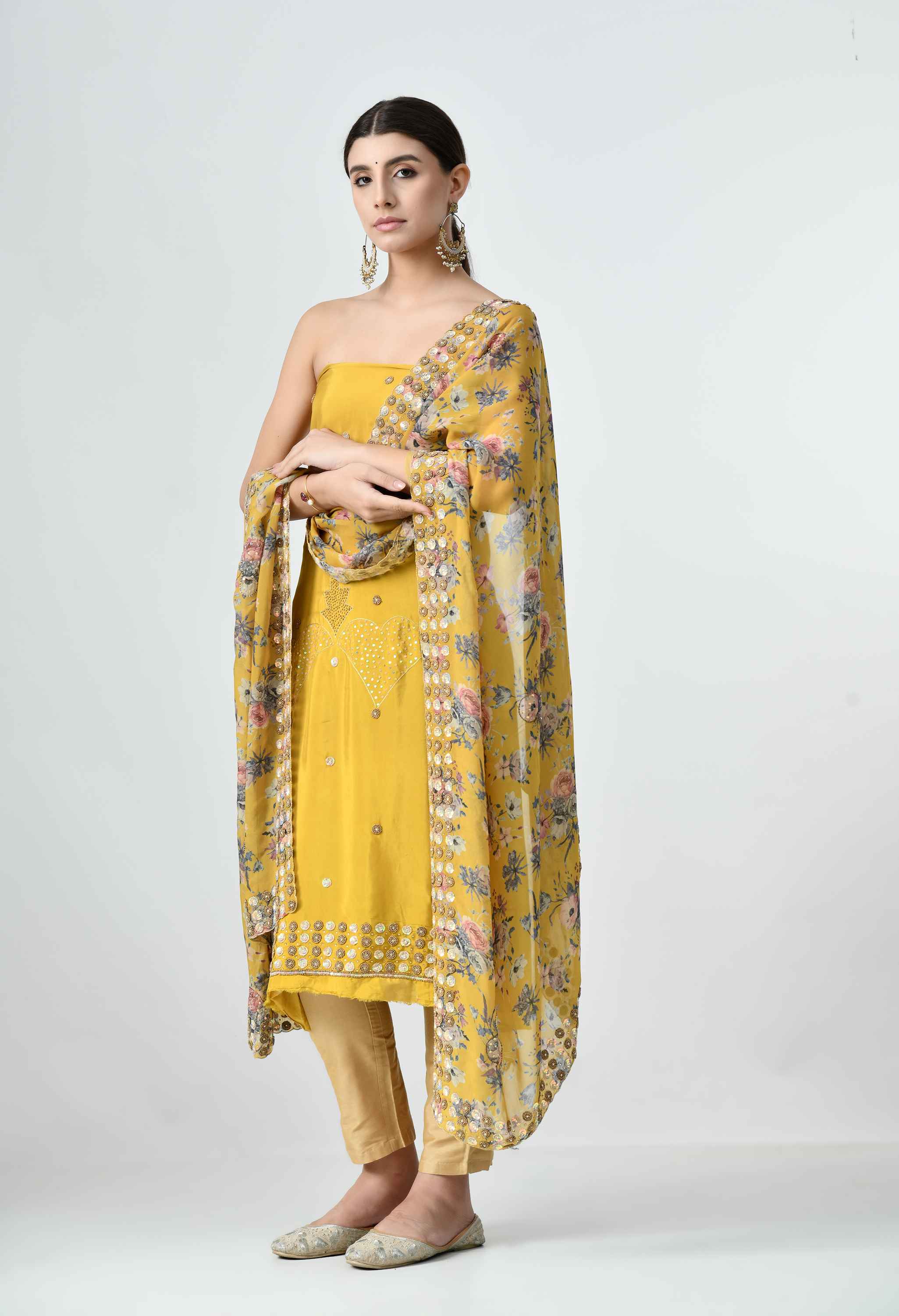 Stylish Handwork Crepe Suit