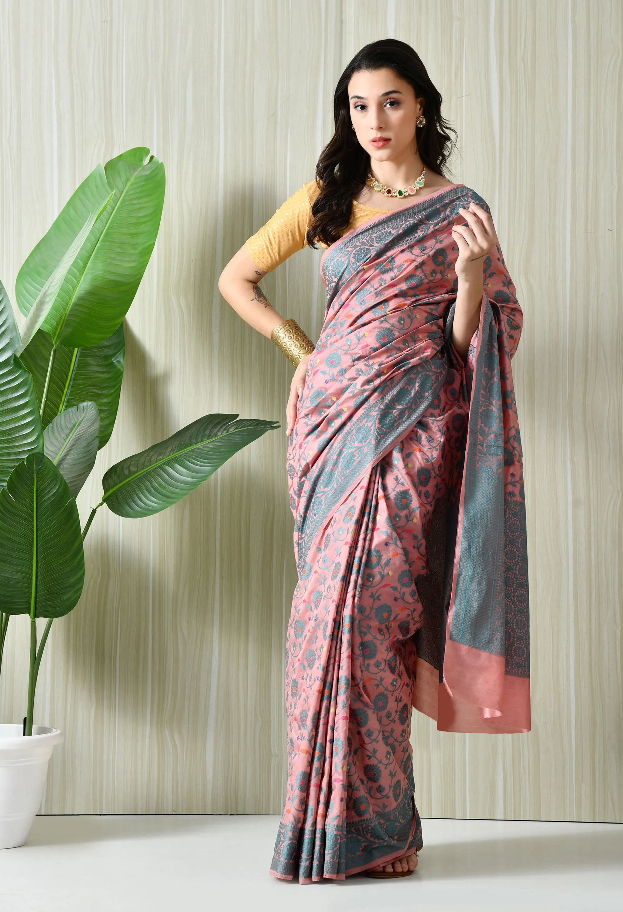 Festive Wear Pink Silk Saree