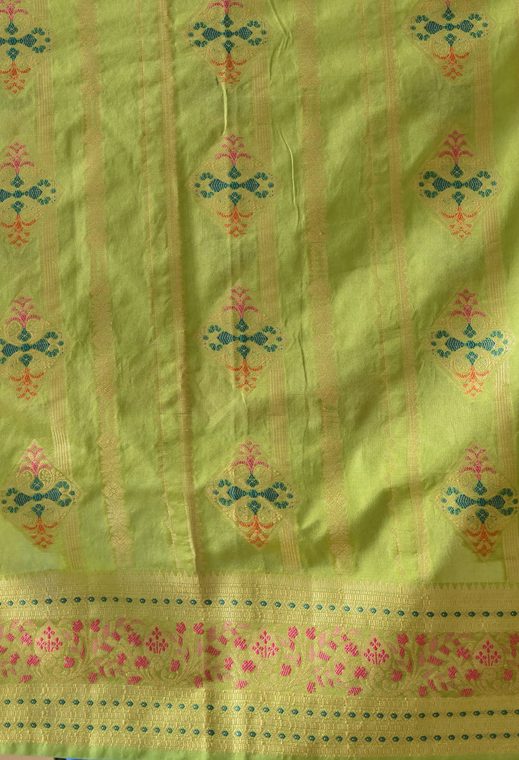 Traditional green silk saree