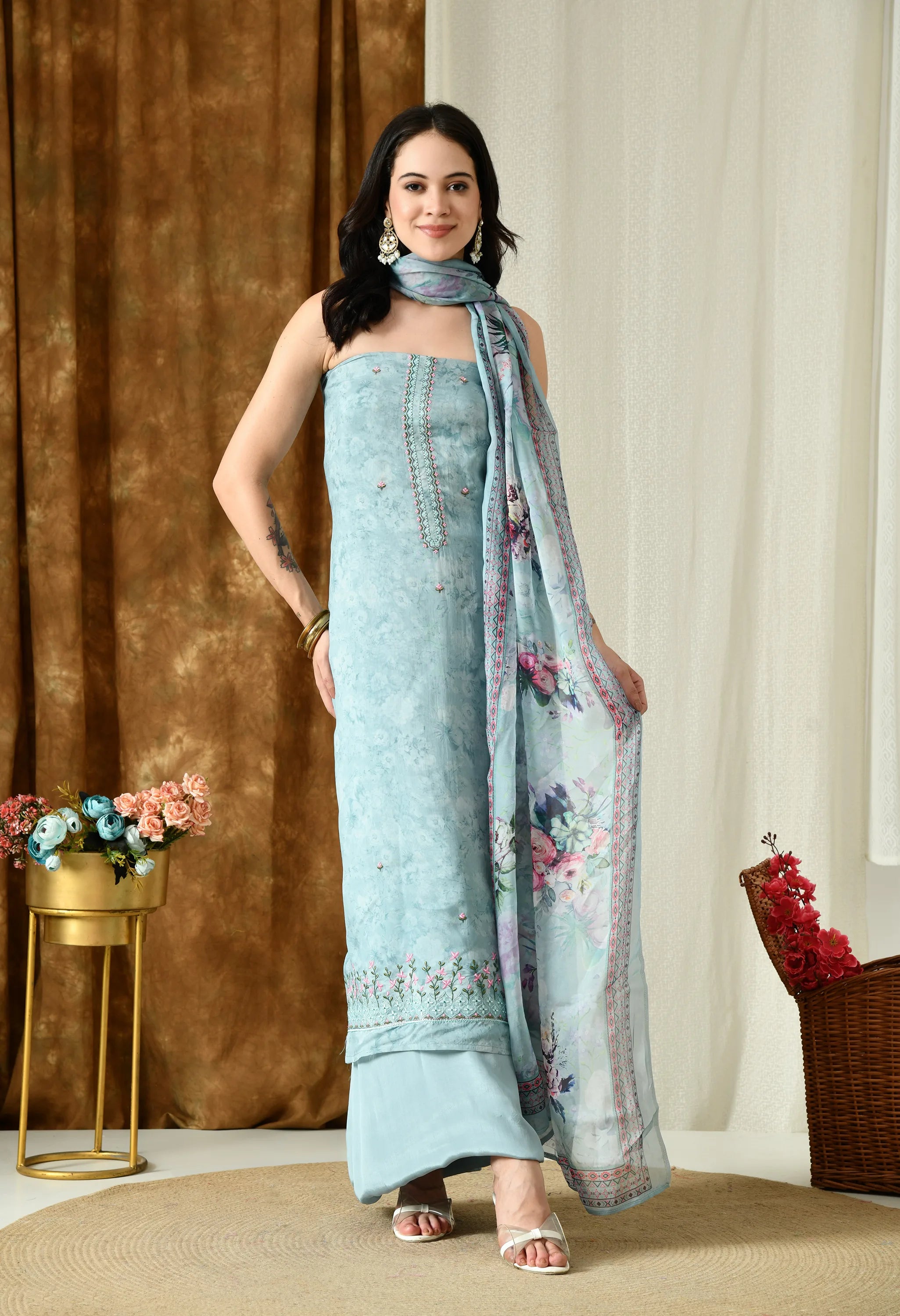 viscose organza suit for women