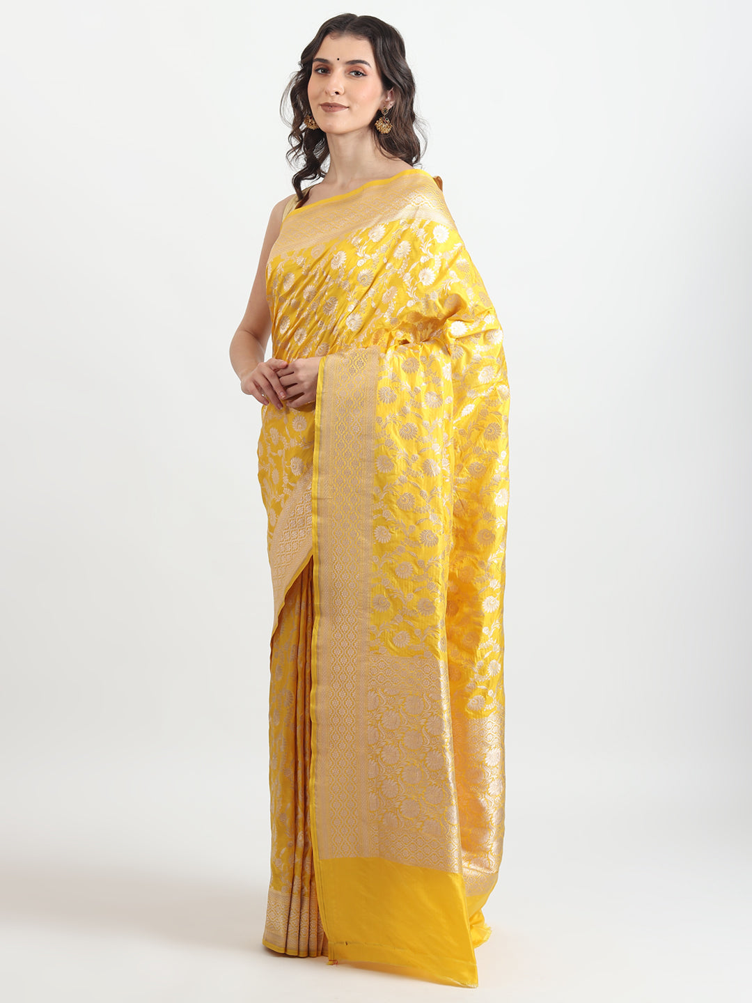 Best Party Wear yellow Kataan Silk Saree