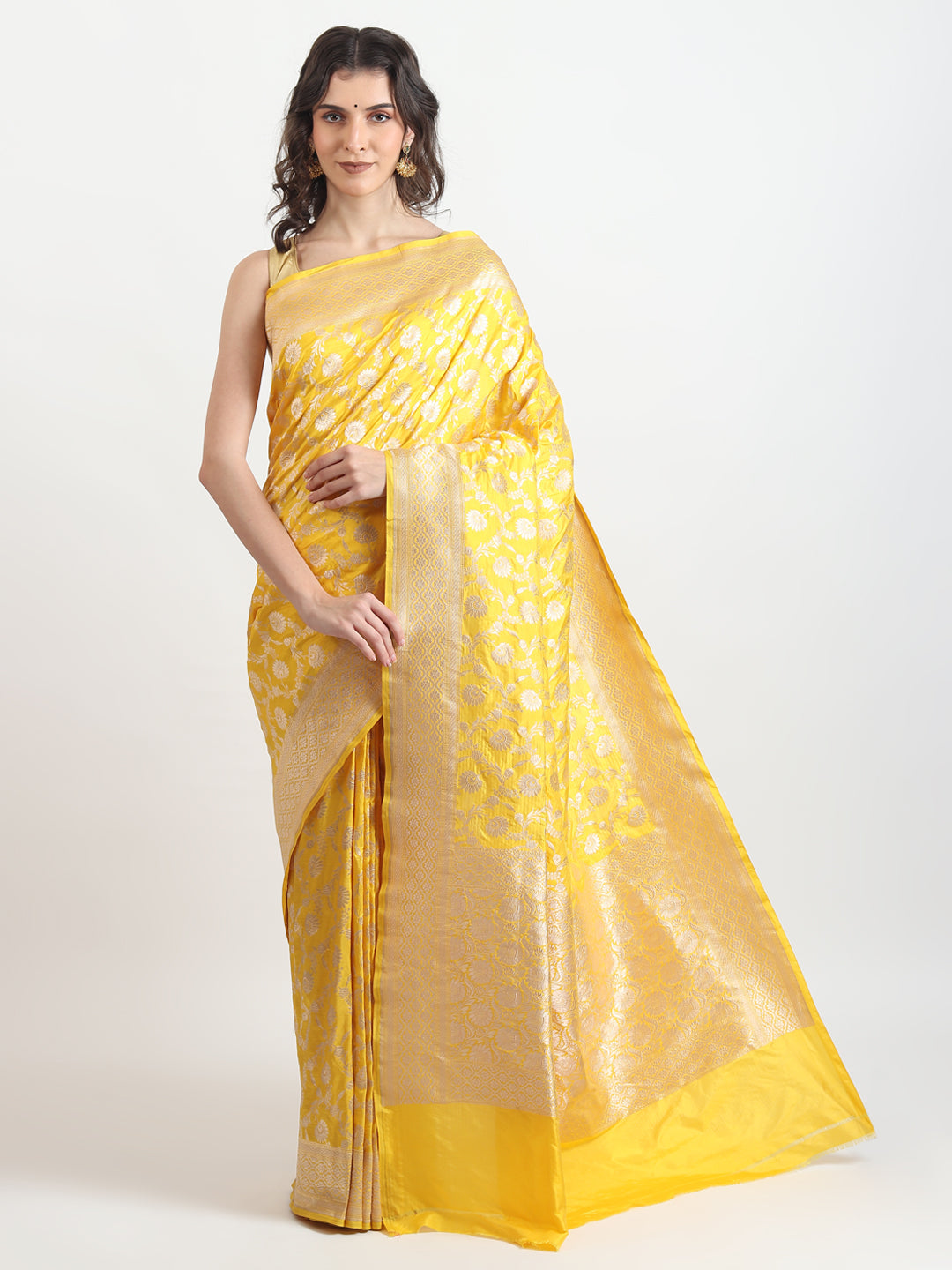 Best Party Wear yellow Kataan Silk Saree