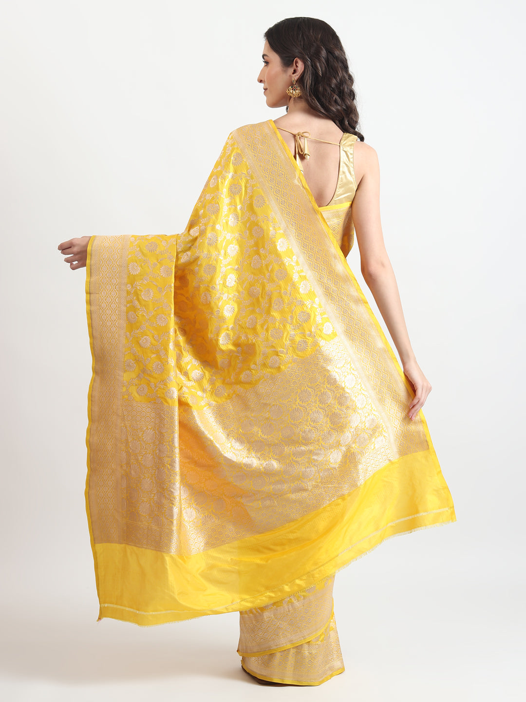 Best Party Wear yellow Kataan Silk Saree