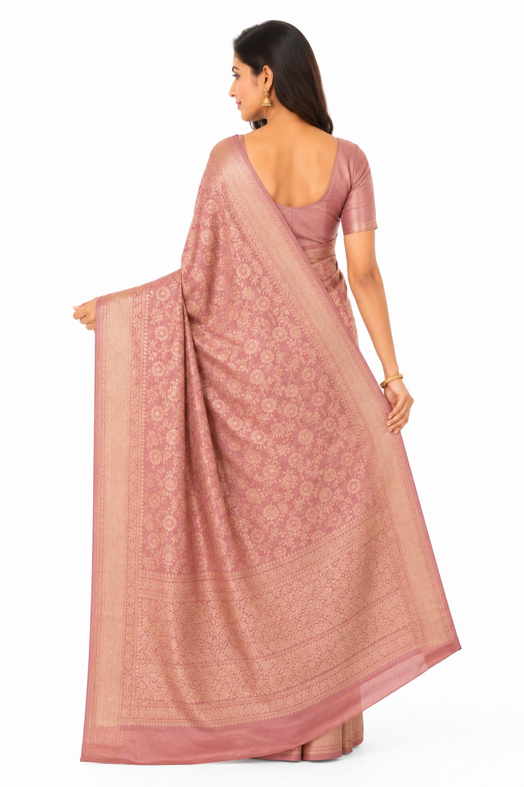 Pure Katan Silk Banarasi Handloom Saree with Gold Zari Work