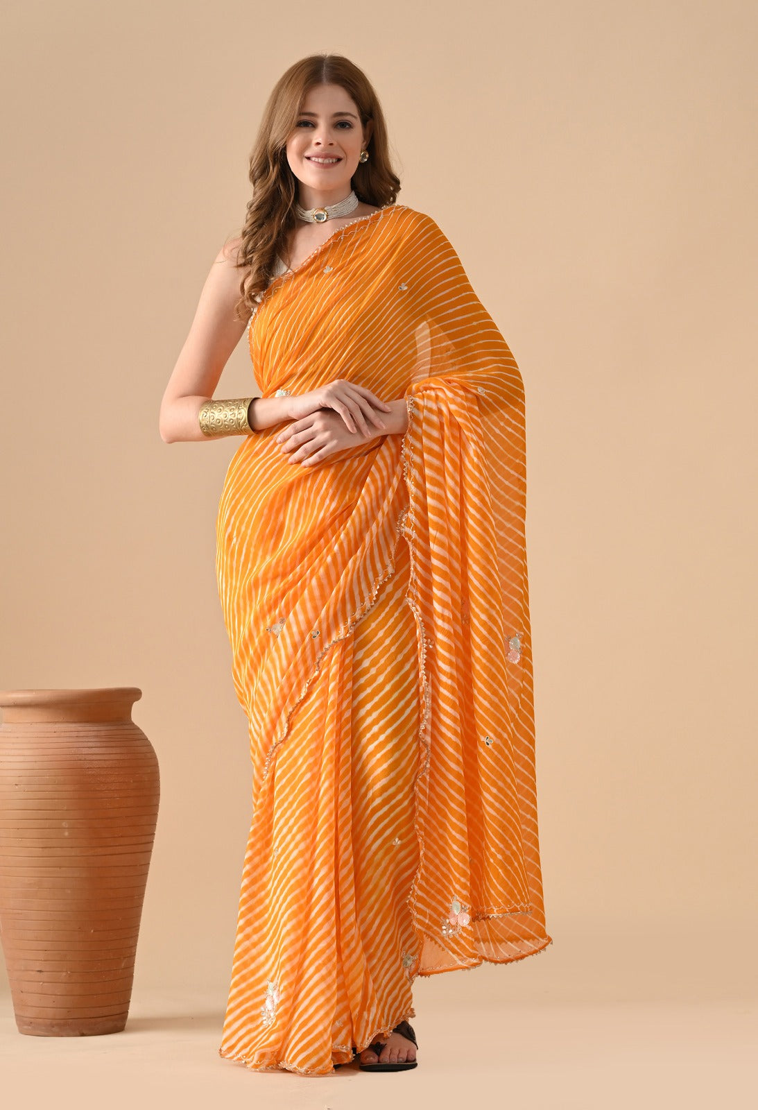 Silk Rangkat Saree With Blouse Piece - Golden Yellow