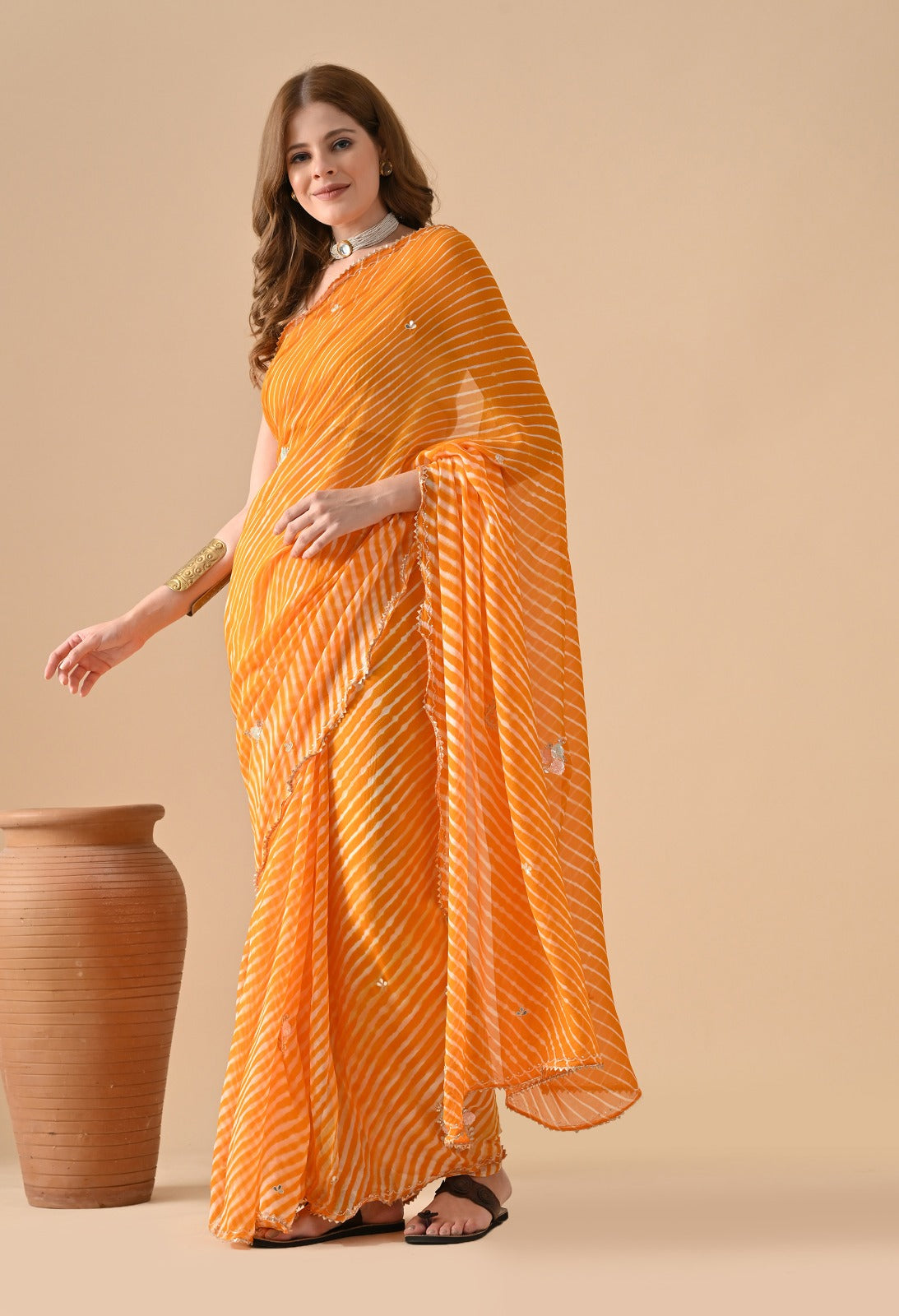 Silk Rangkat Saree With Blouse Piece - Golden Yellow