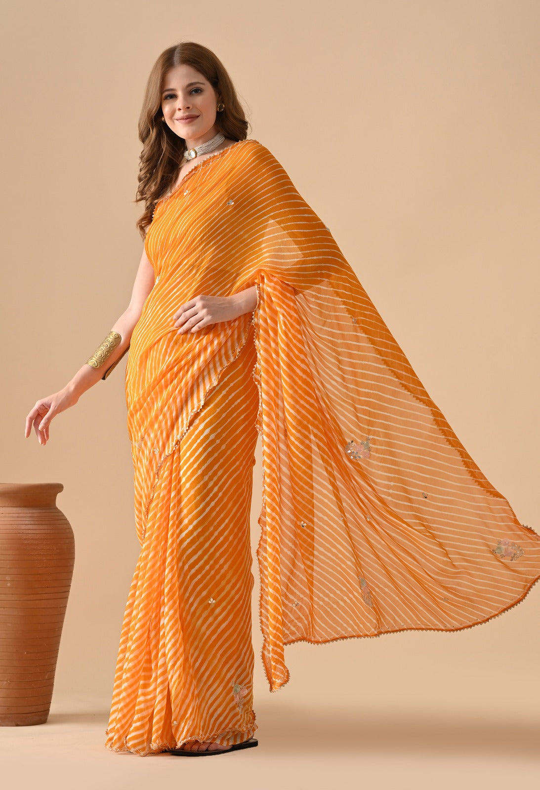 Silk Rangkat Saree With Blouse Piece - Golden Yellow