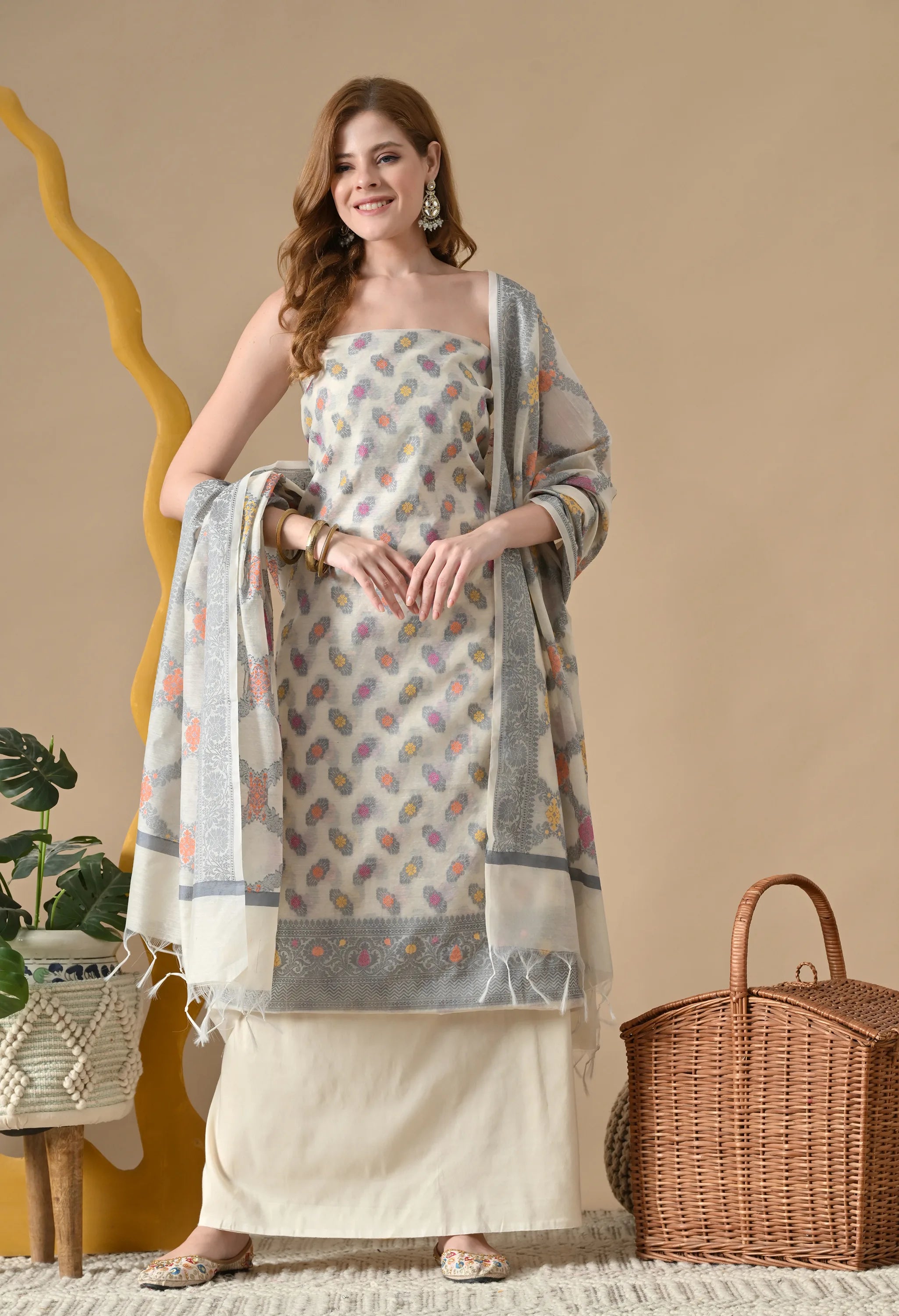 Party wear Chanderi cotton suits online