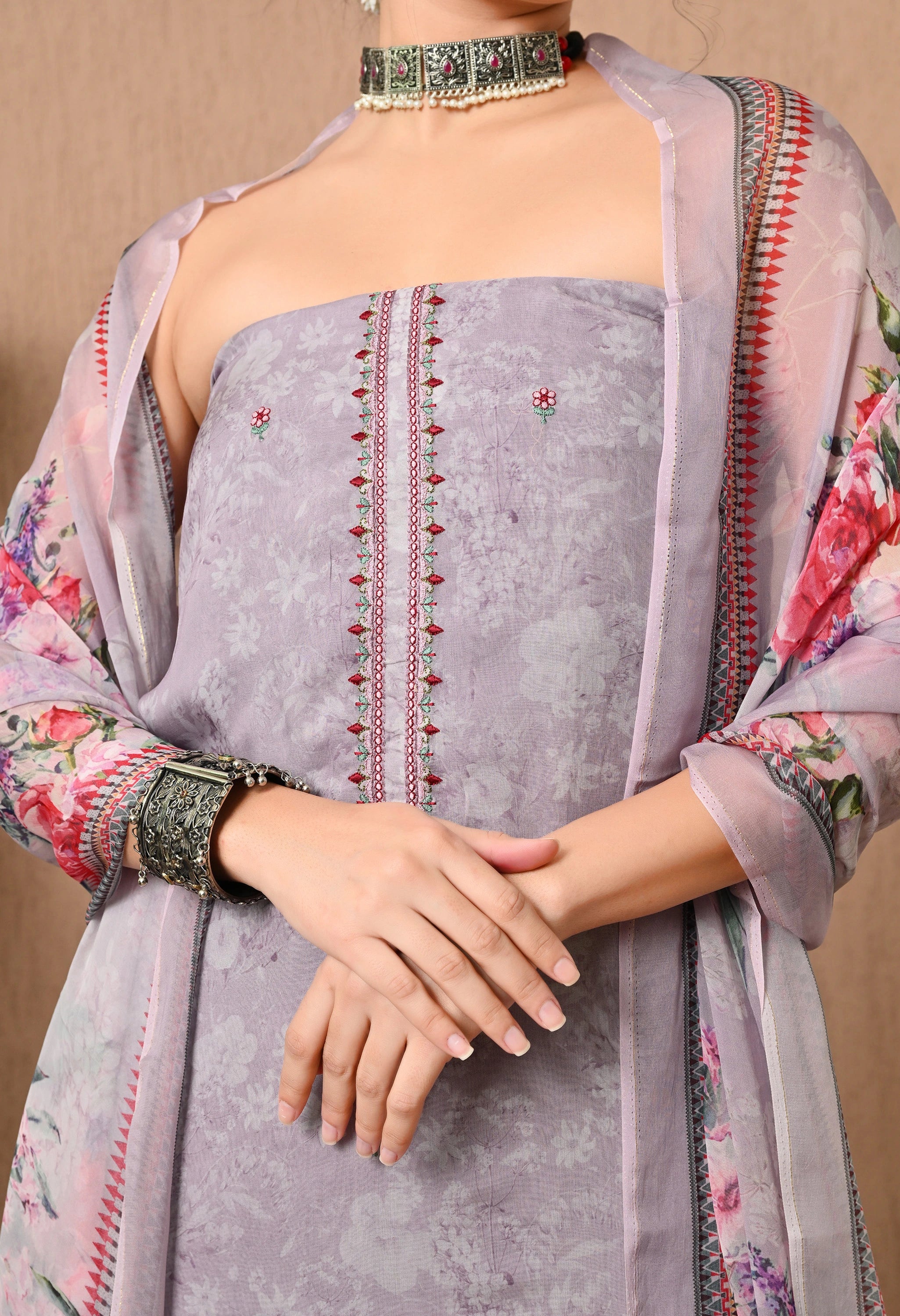 Party wear organza suit with dupatta