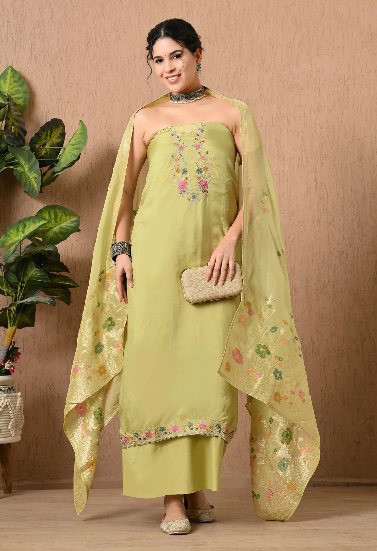 party wear silk suit for women