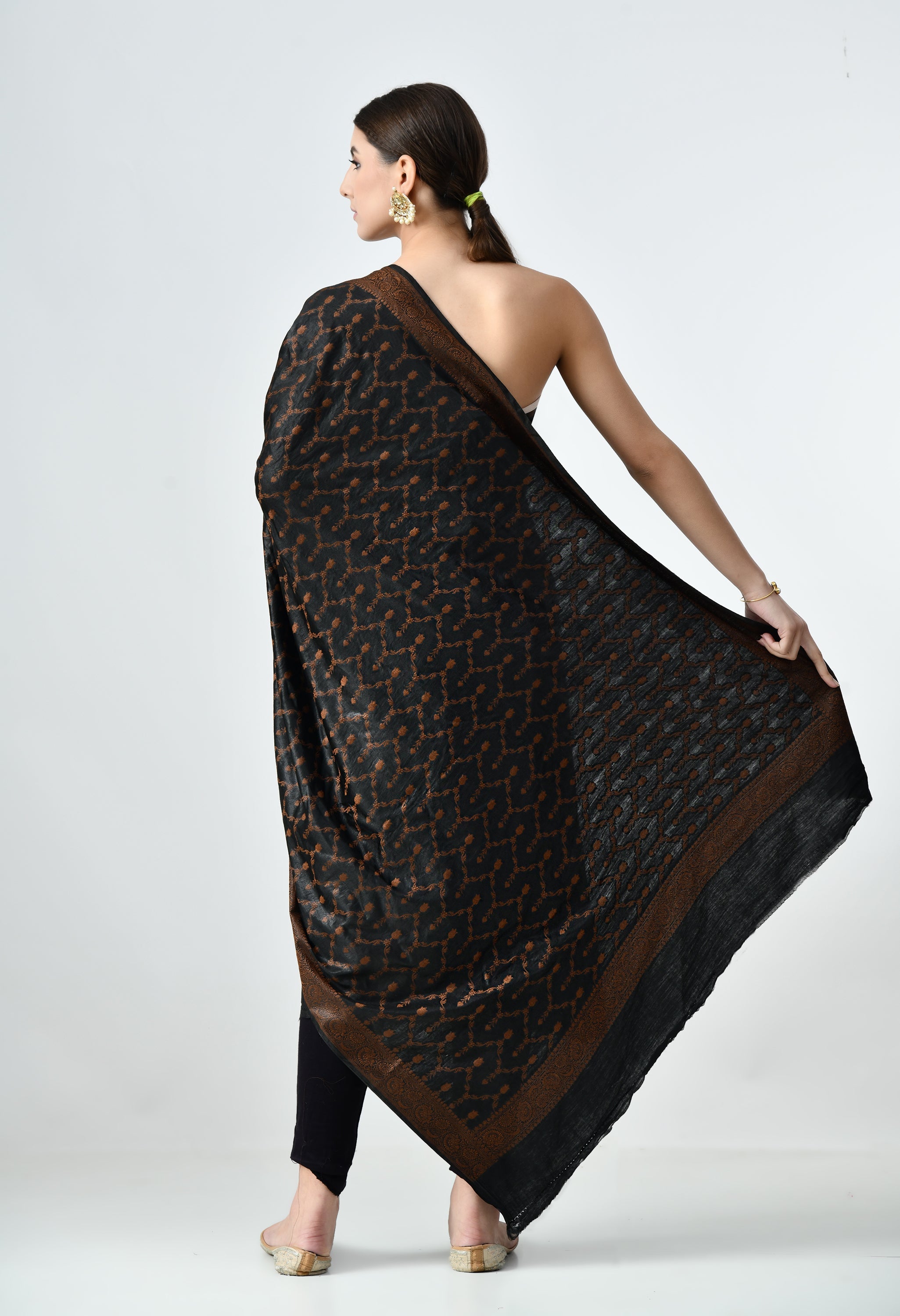 party wear black muga silk suit set