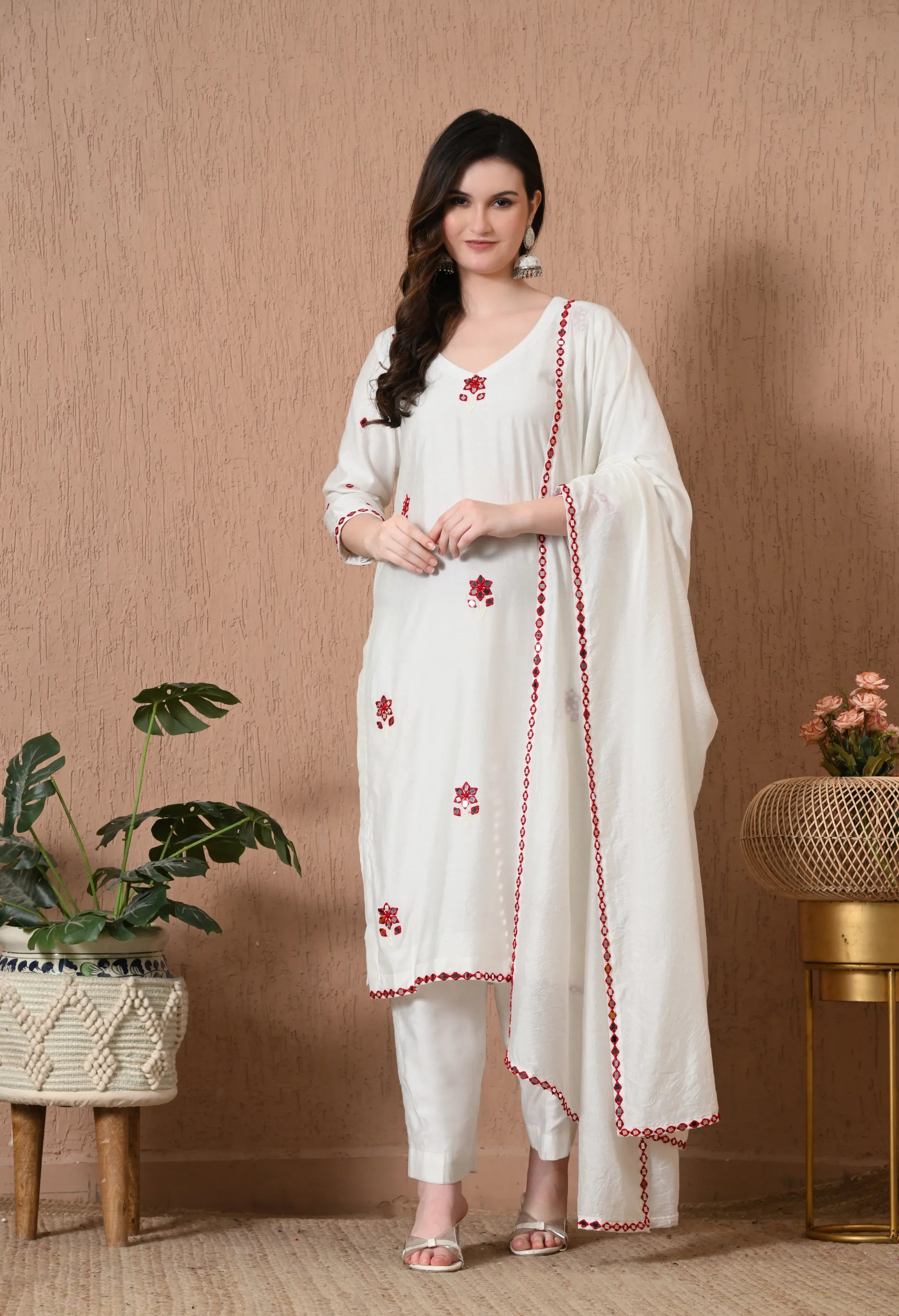 buy white salwar and suits for women