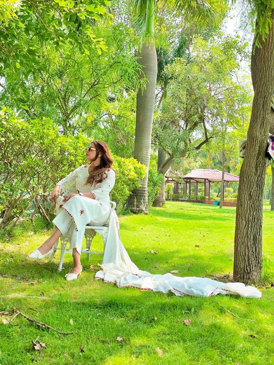 White chanderi cotton kurta duppta set