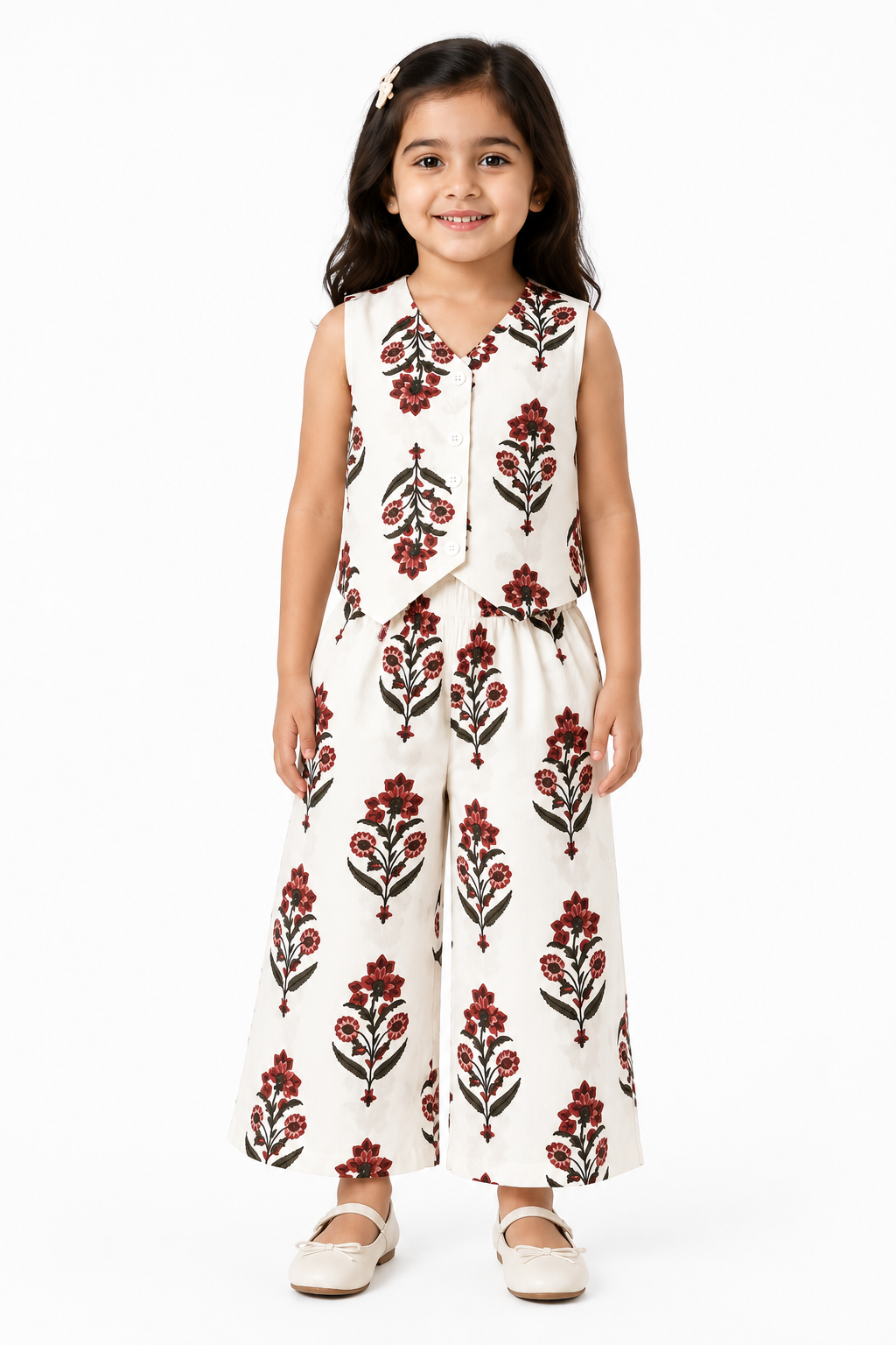 Girls Pure Cotton Floral Printed Co-ord Set