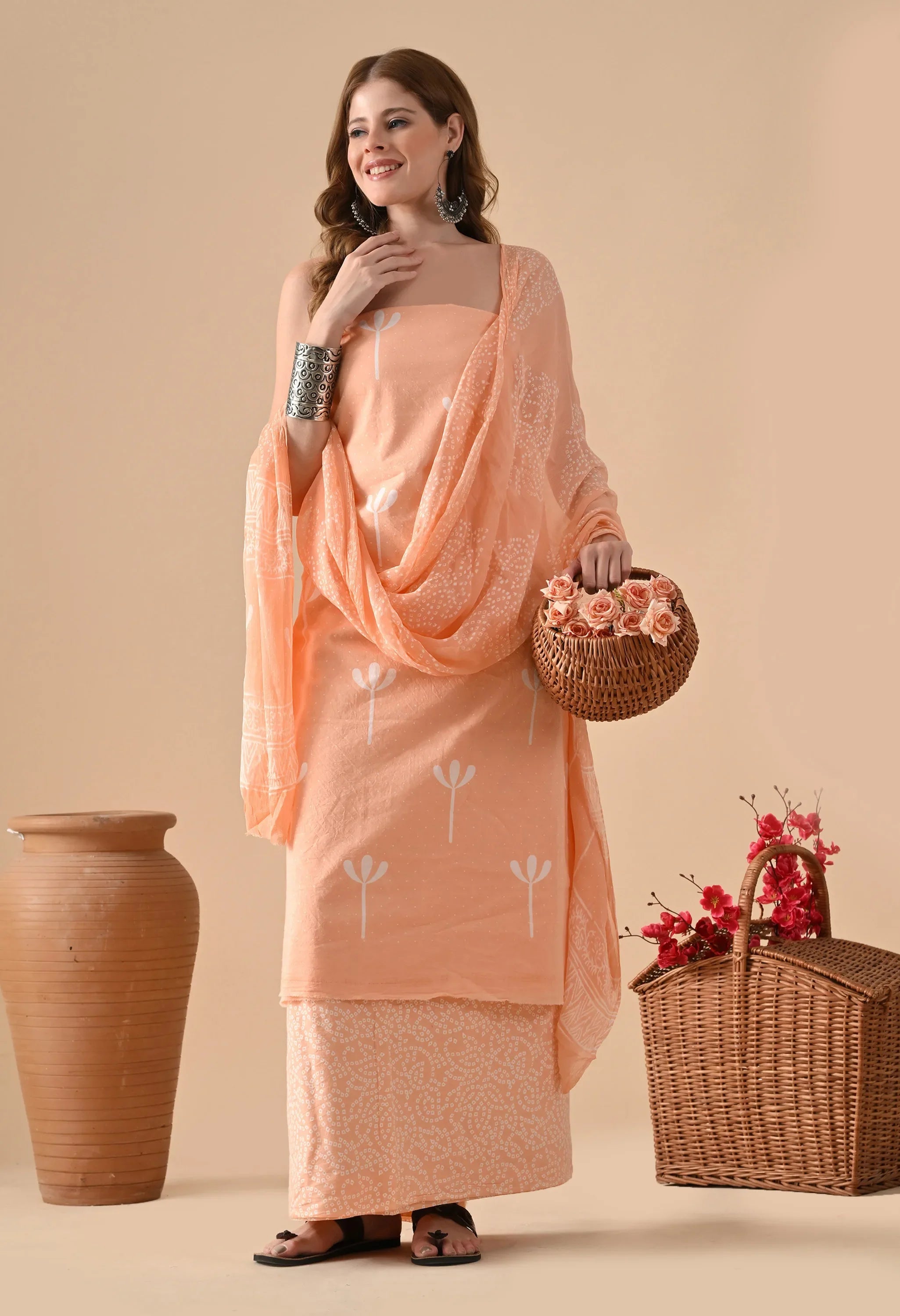 Handblock cotton kurta set