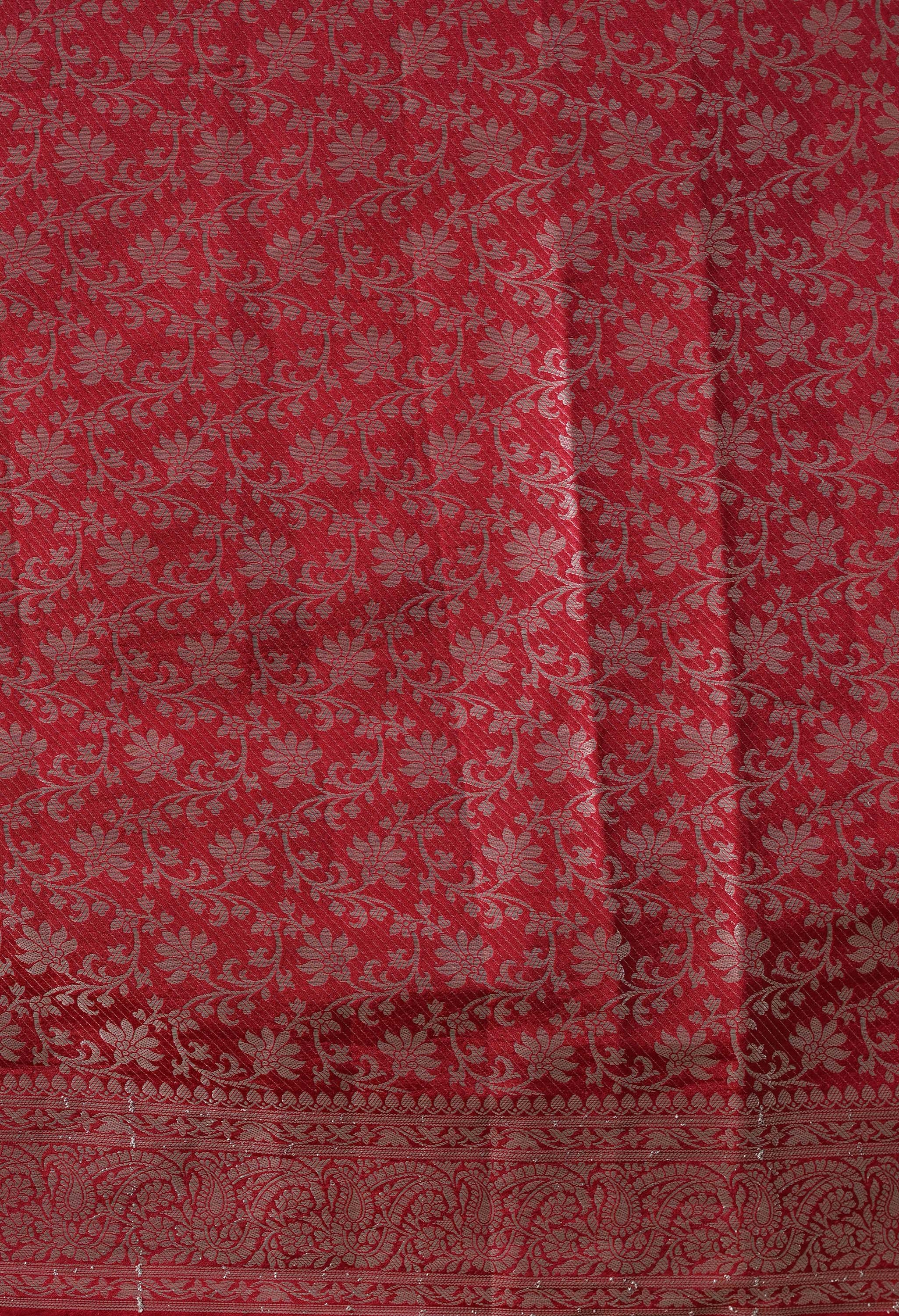 An 80 cm deep red banarasi silk zari blouse 