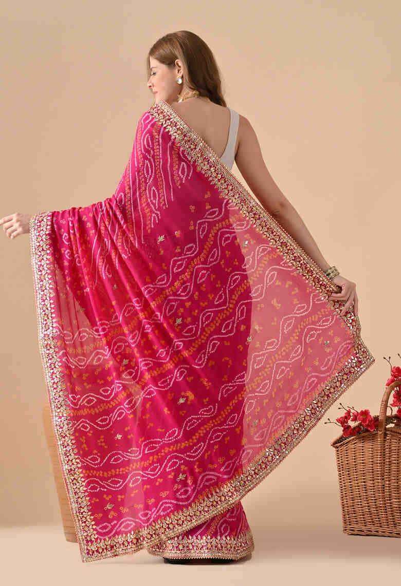 pure chiffon bandhani saree
