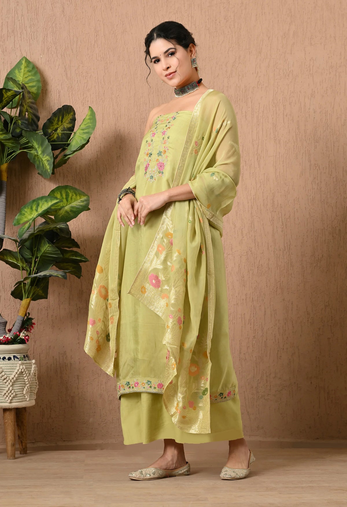 designer festive wear silk suit for women