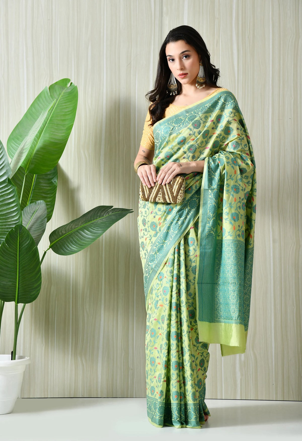 Best rakhi gifts for sister 2025 yellow silk saree