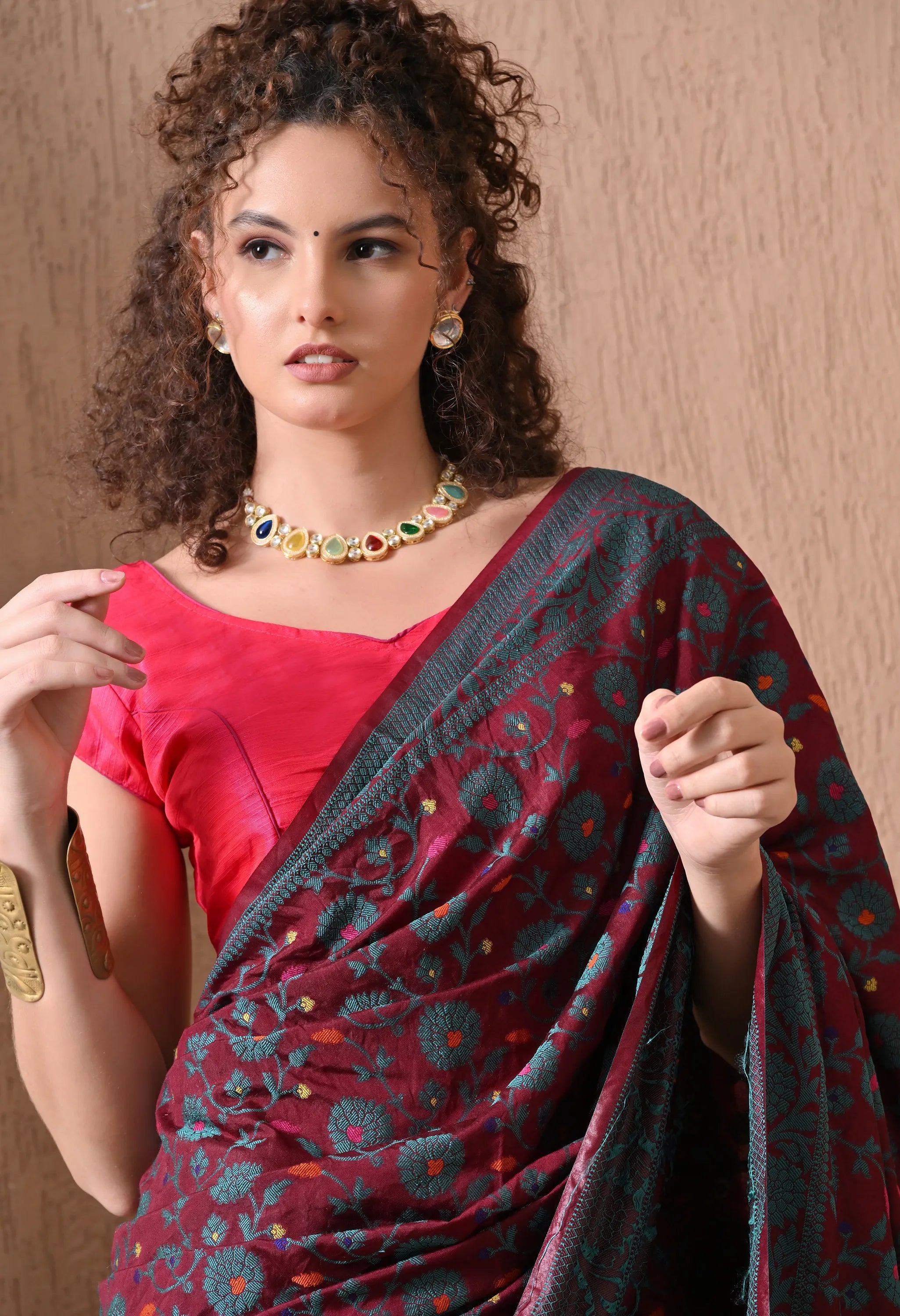  festival marron saree trending online