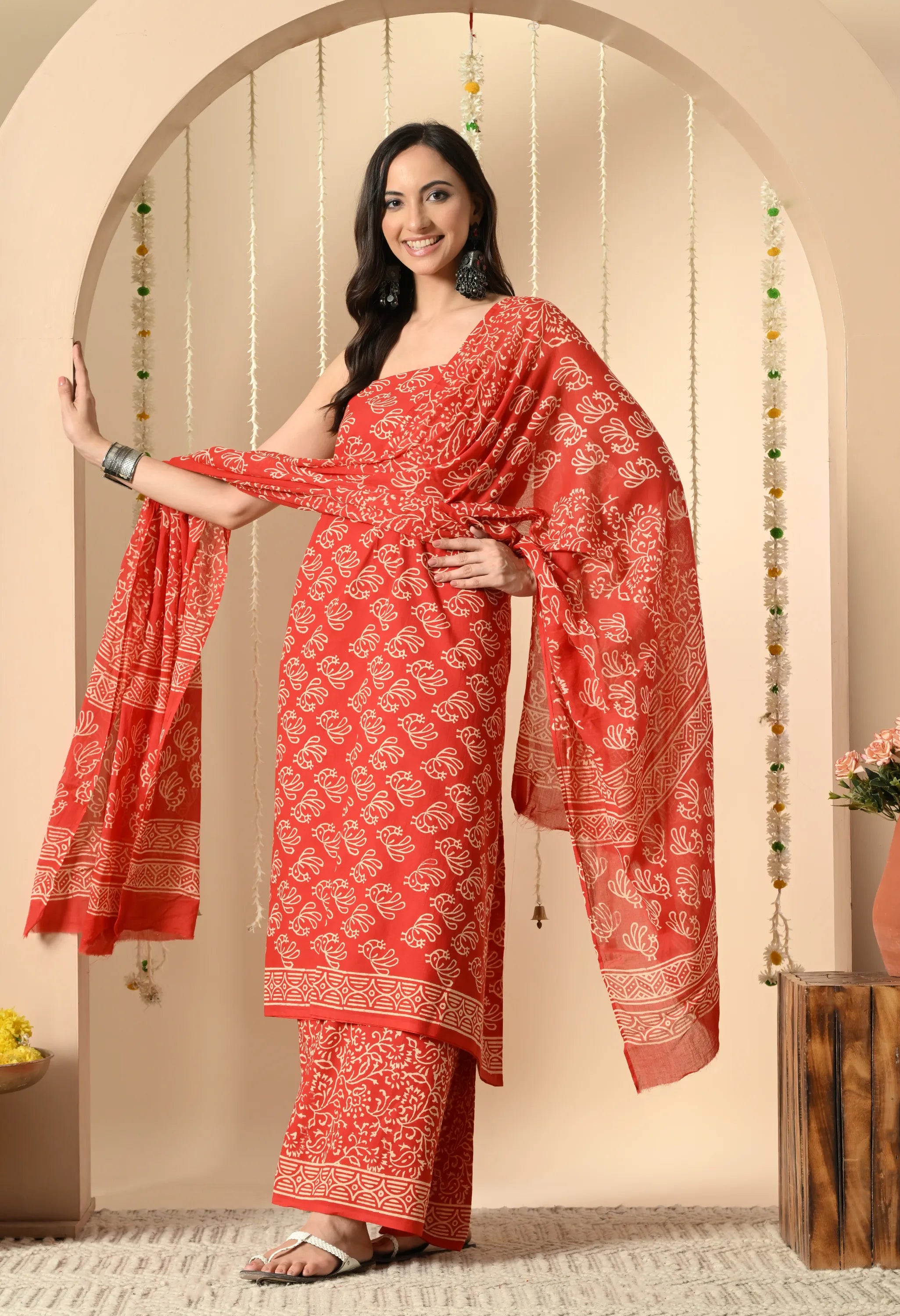 handblock cotton suit set for women