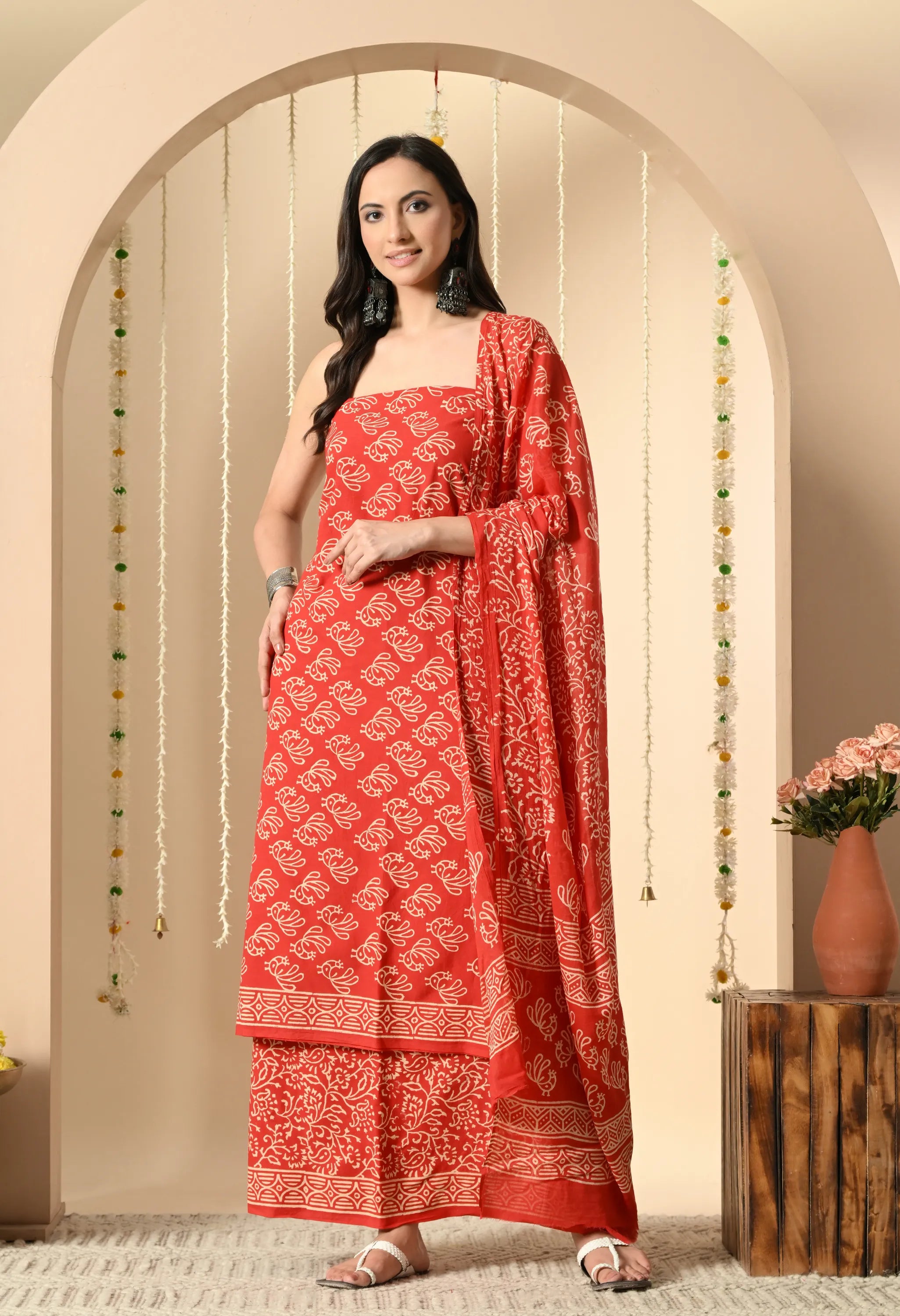 handblock cotton suit set for women