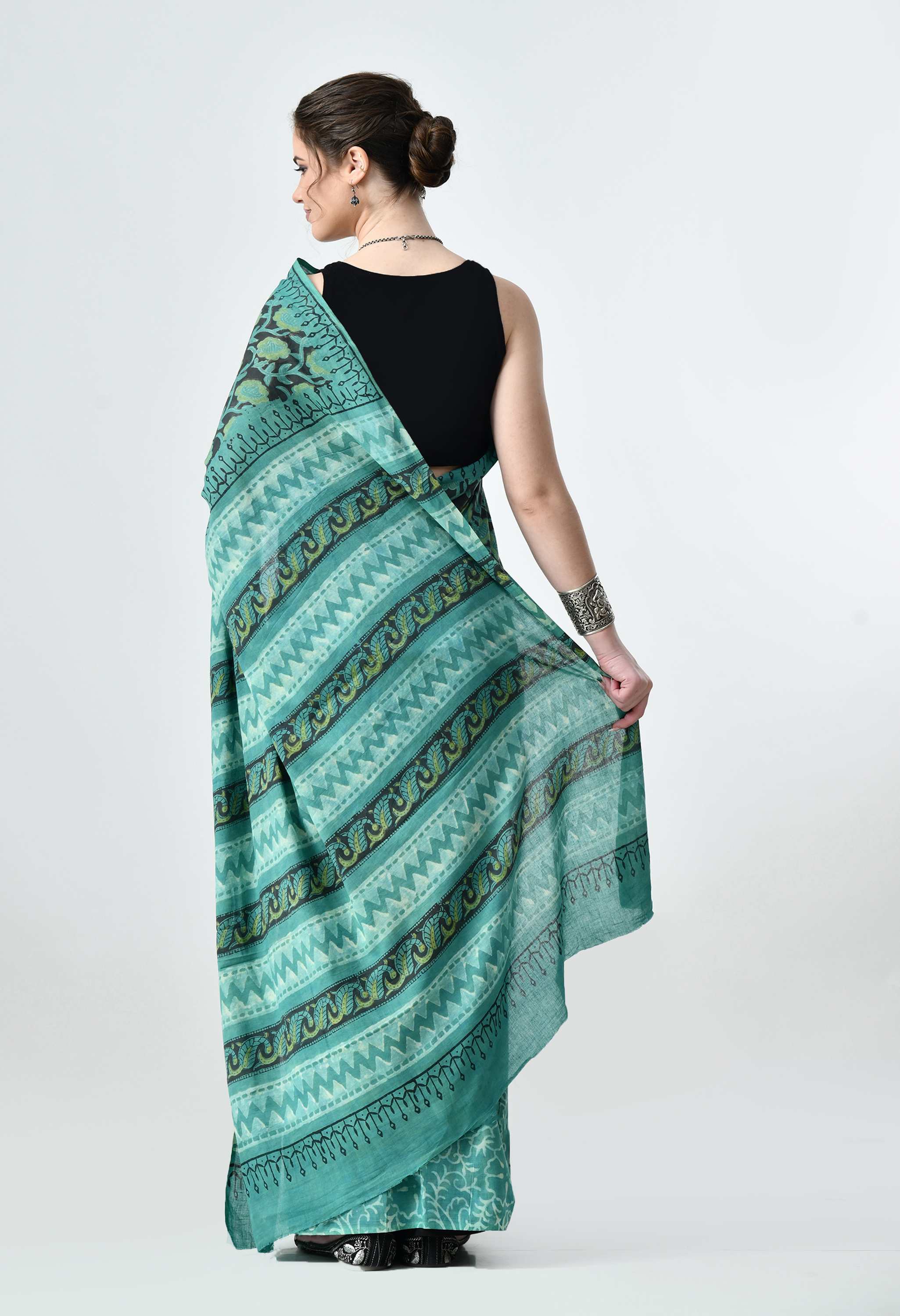 handblock cottton saree