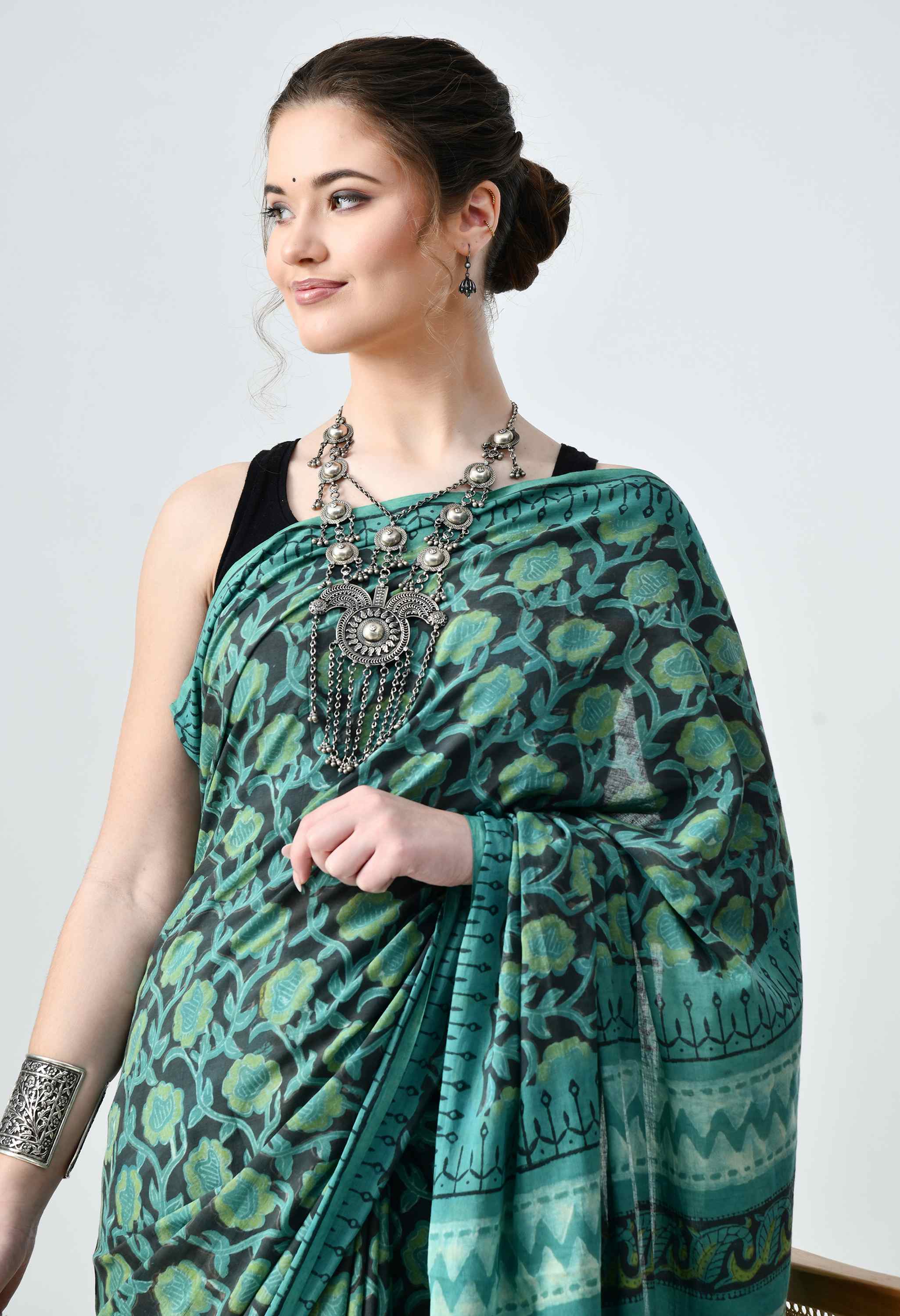 handblock cottton saree