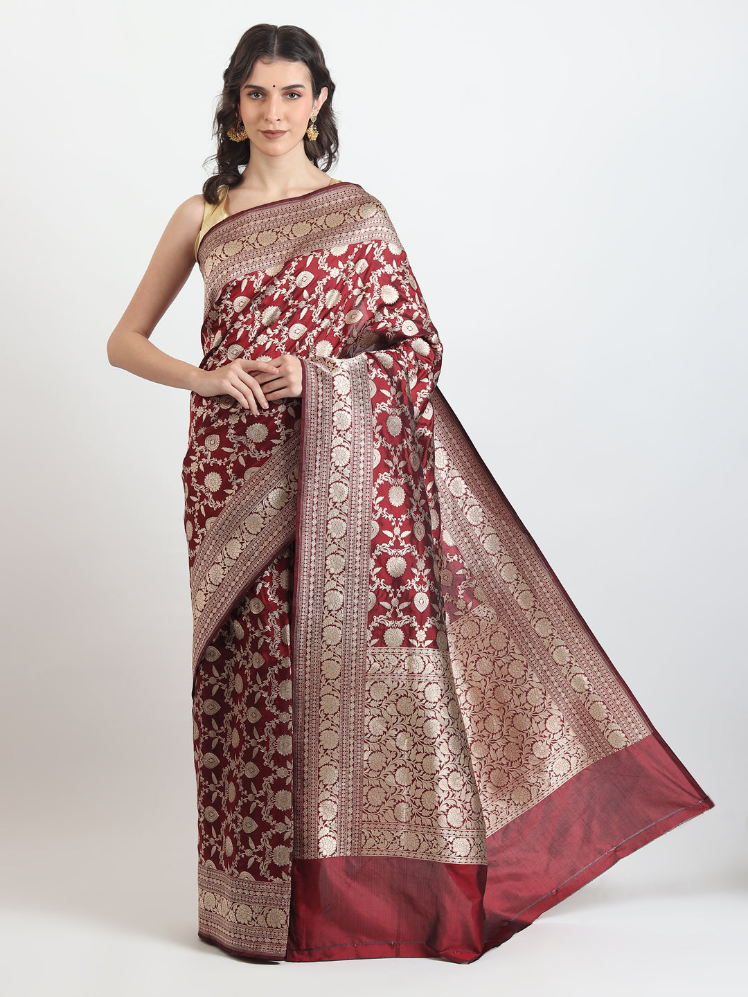 handloom banarasi katan silk saree floral booti