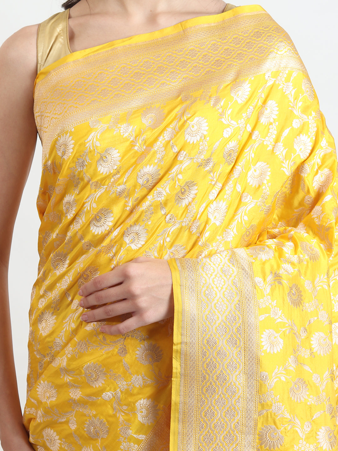 Best Party Wear yellow Kataan Silk Saree