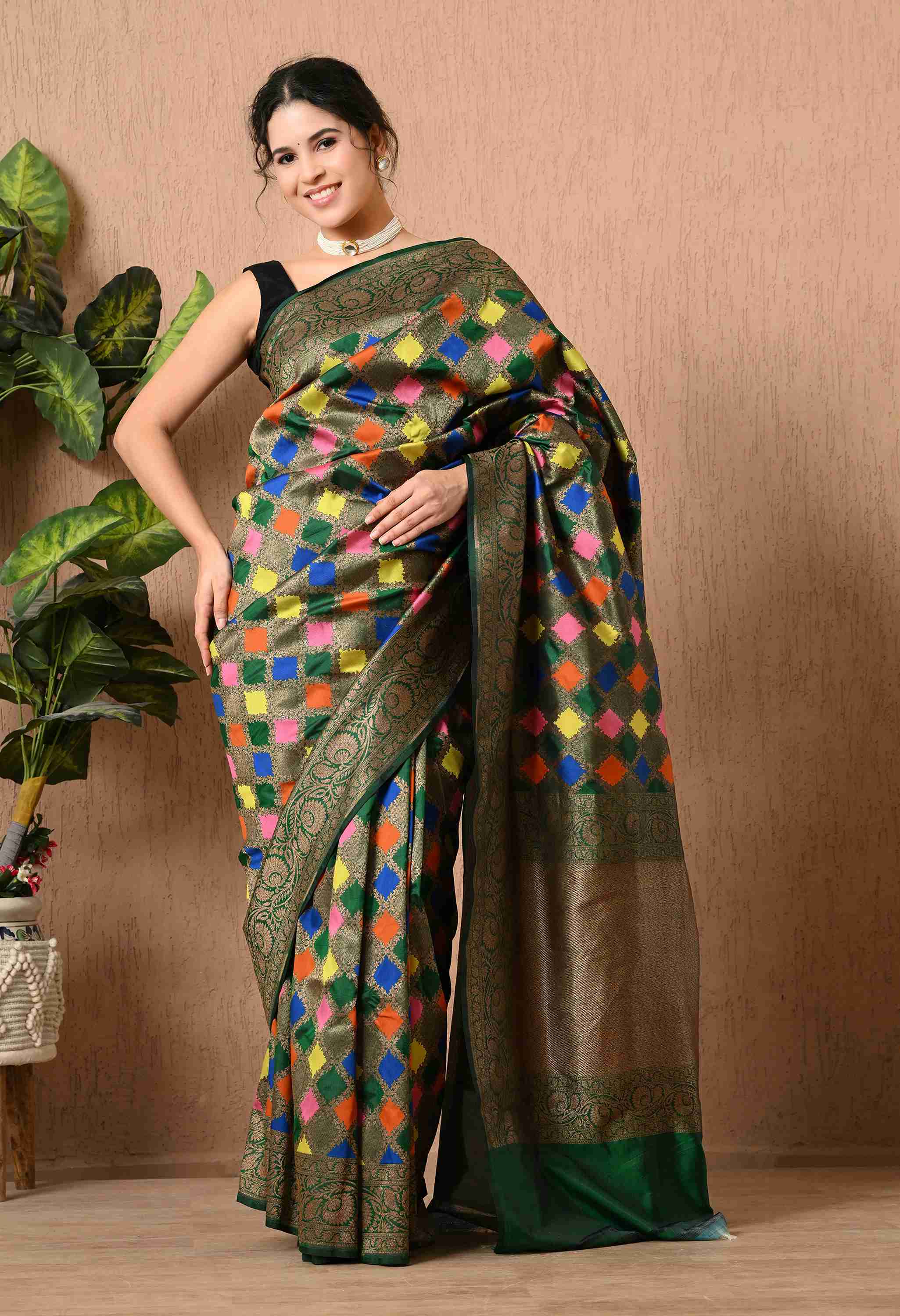 handwoven pure katan silk banarasi