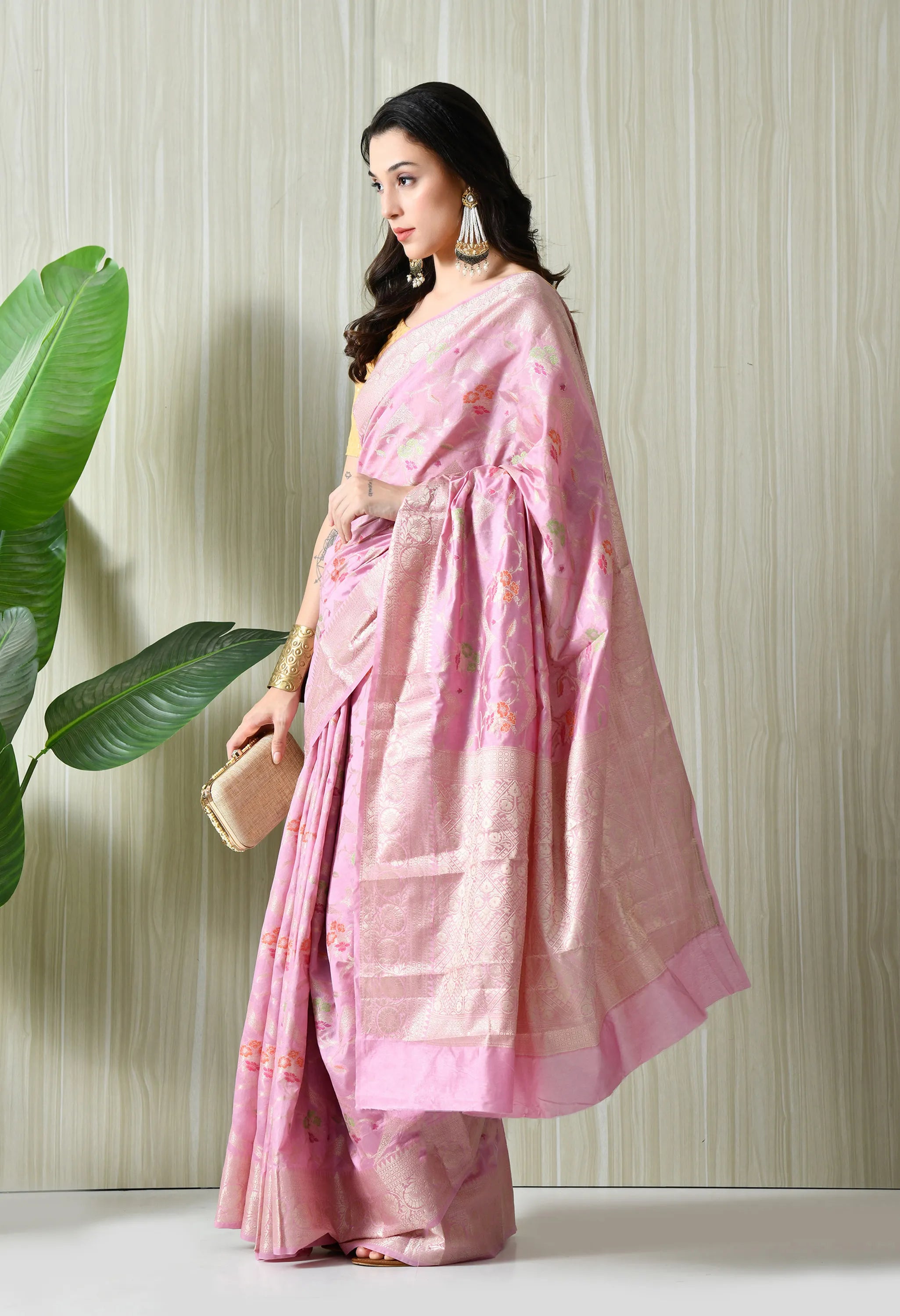 Latest pink silk saree designs 