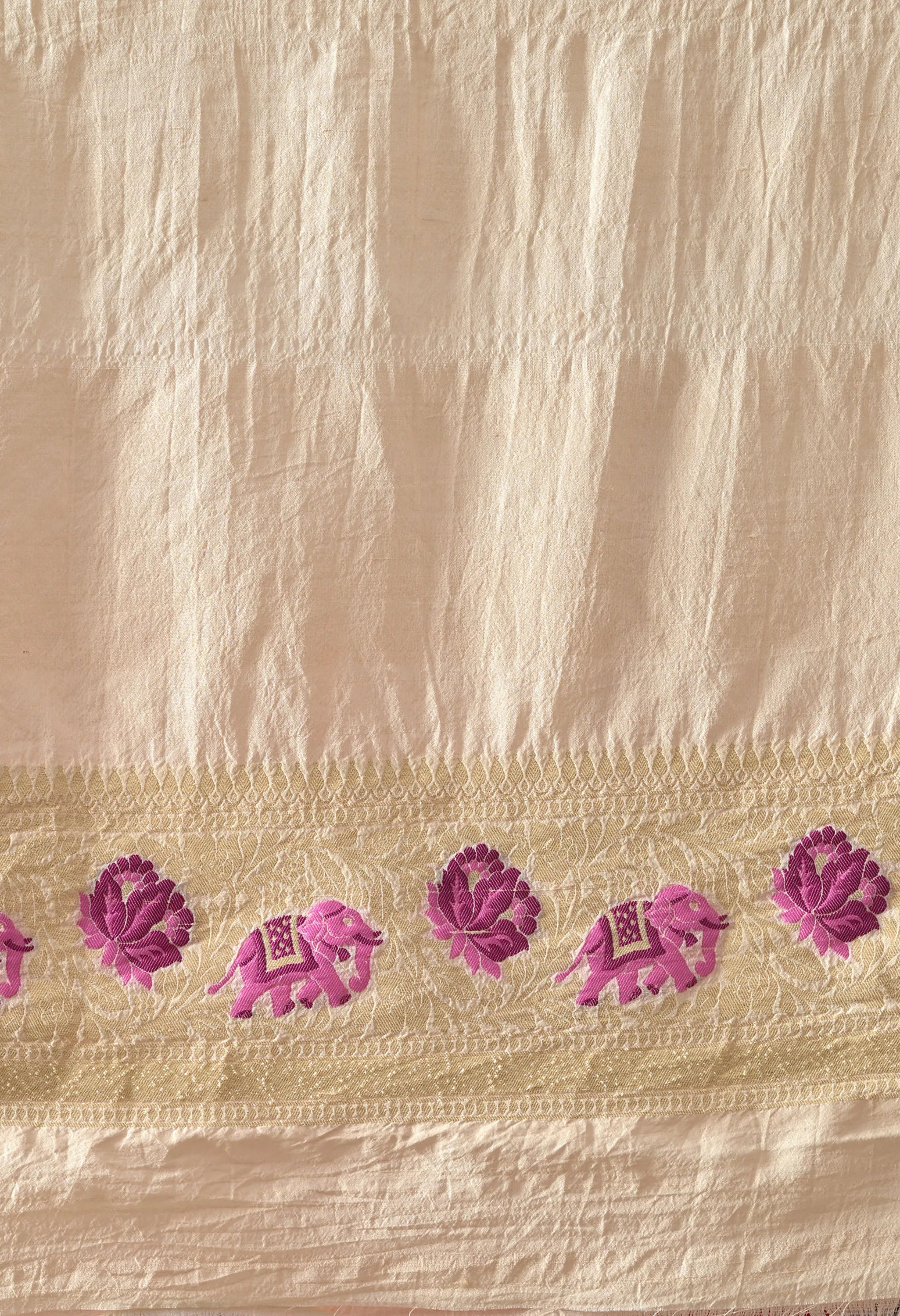 party wear Muga silk saree with Shikargah design