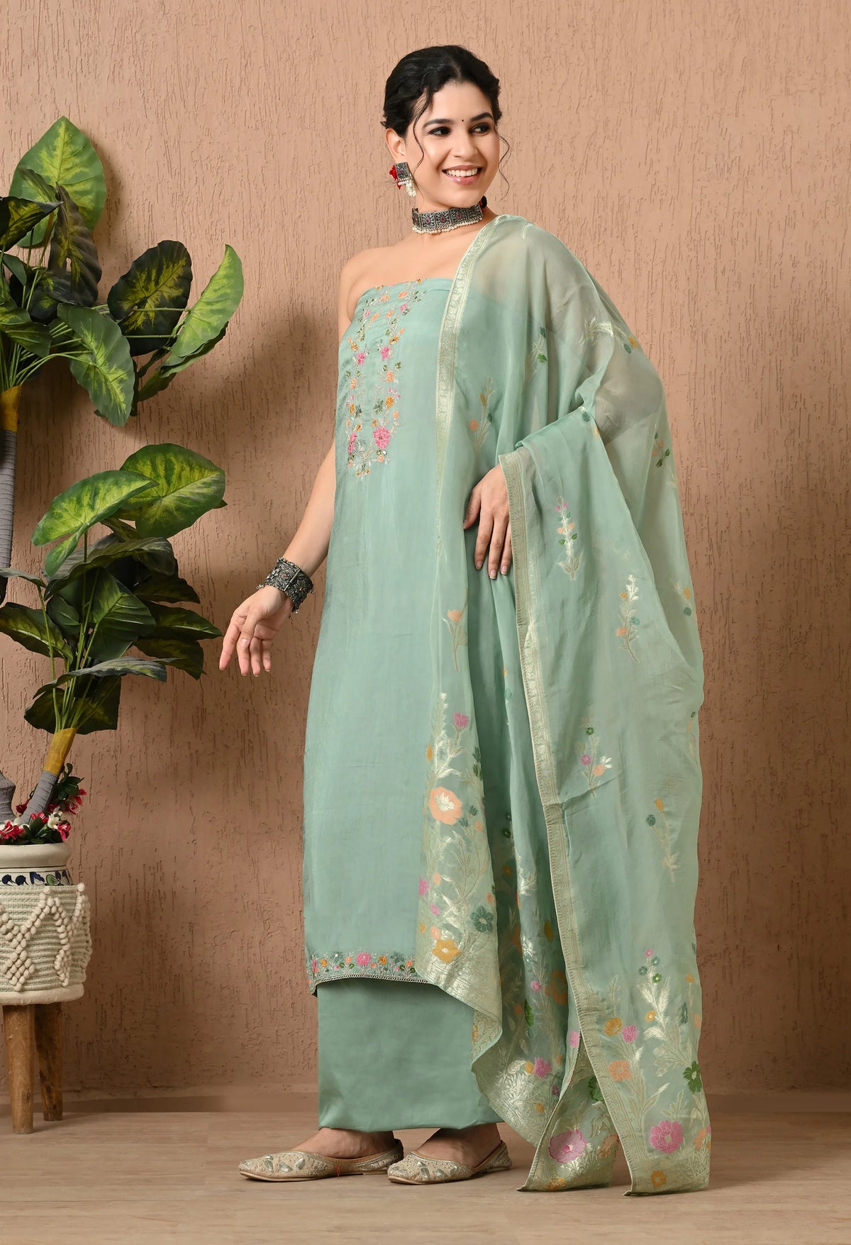 party wear silk suit for women