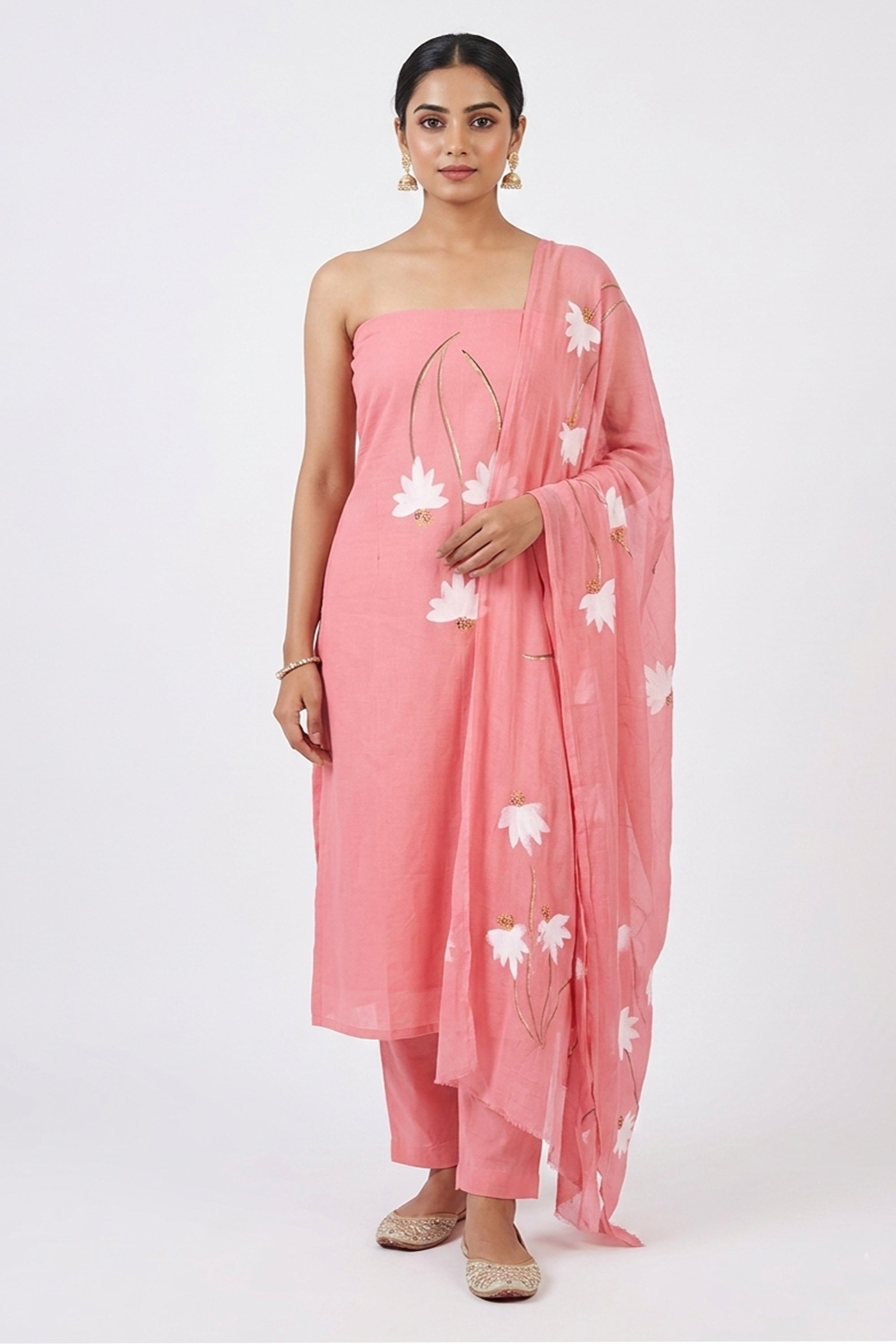 a girl wearing this pink suit