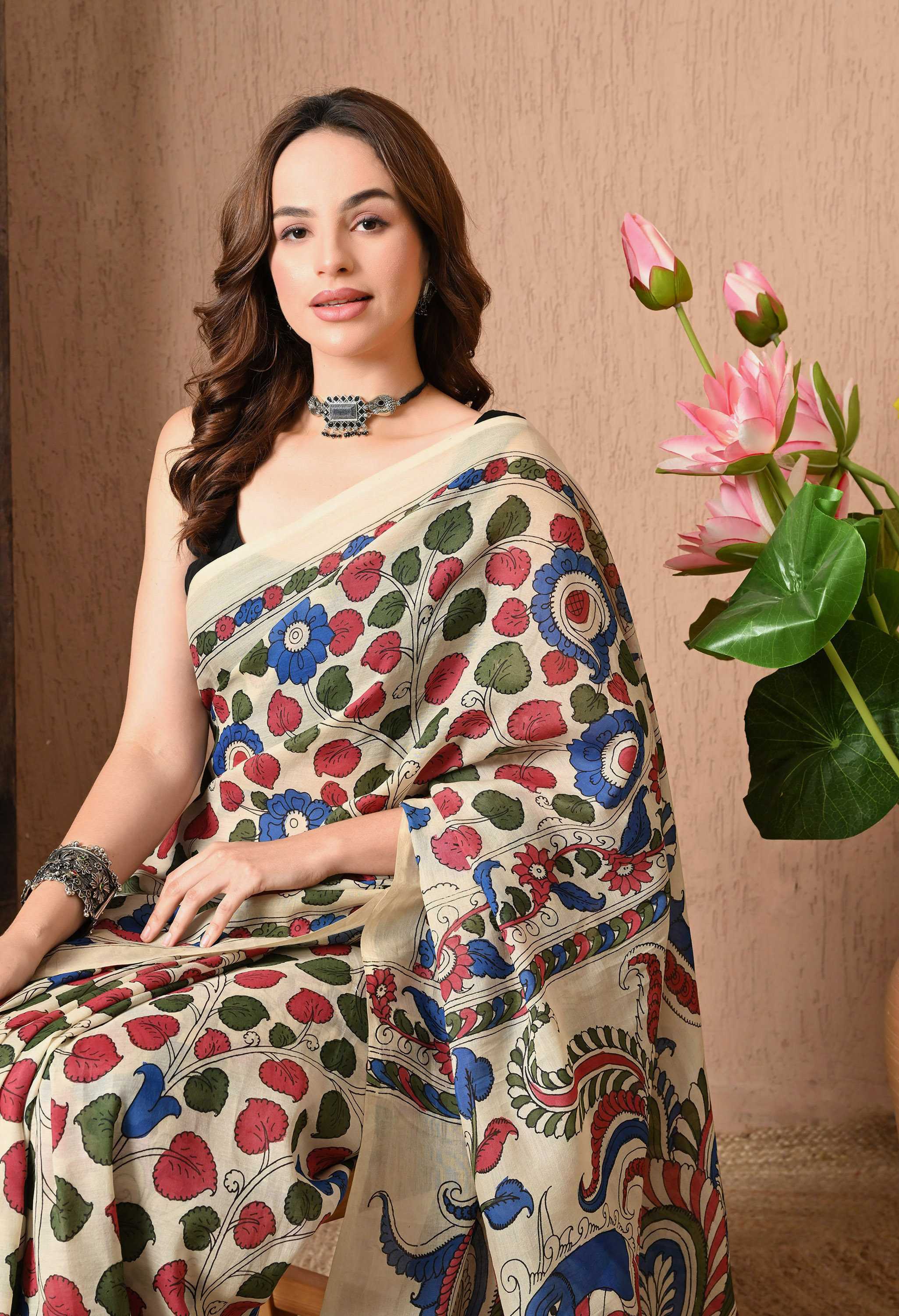 Hand Printed Cotton Silk Saree