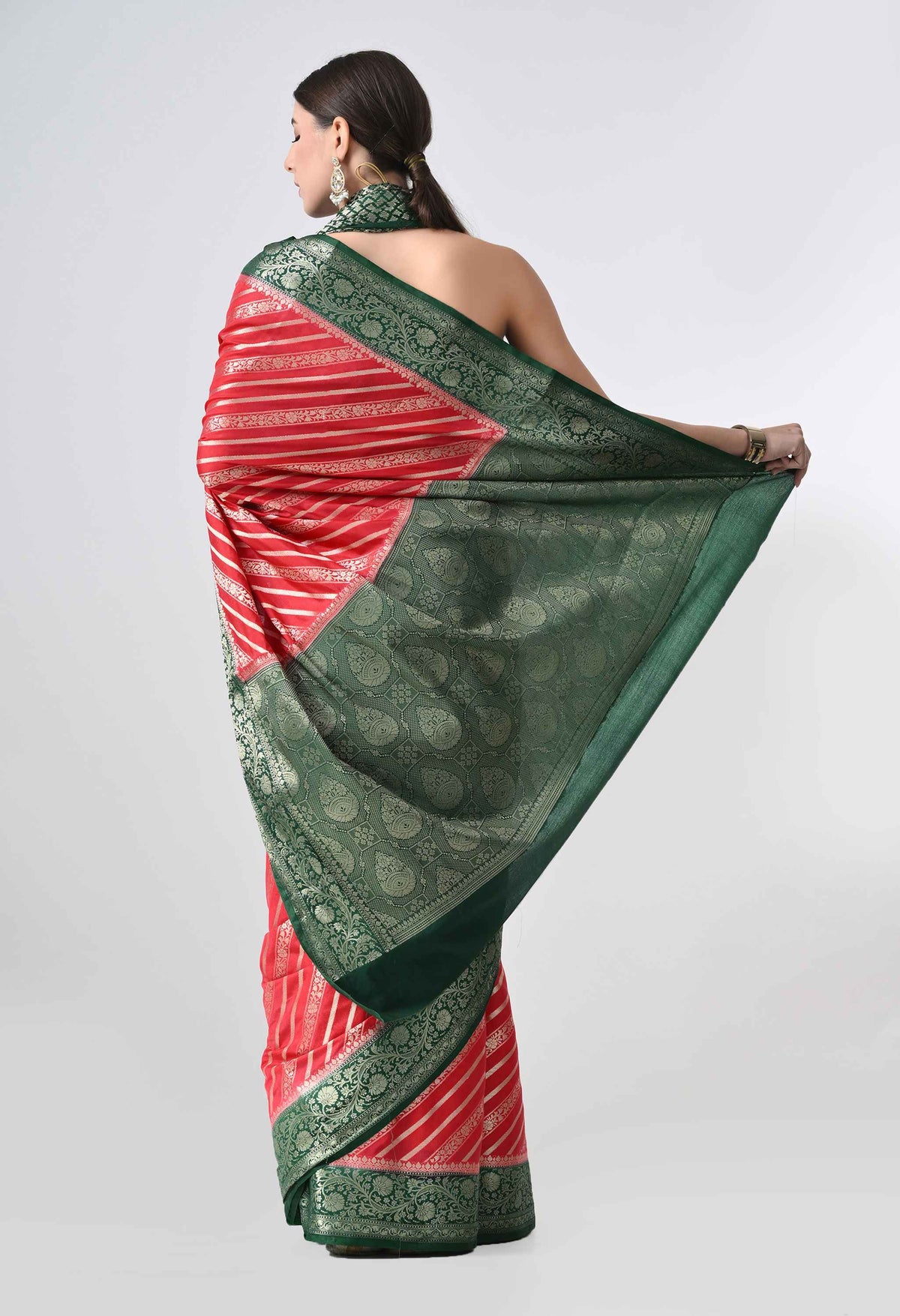 Latest rakhi green red saree collection