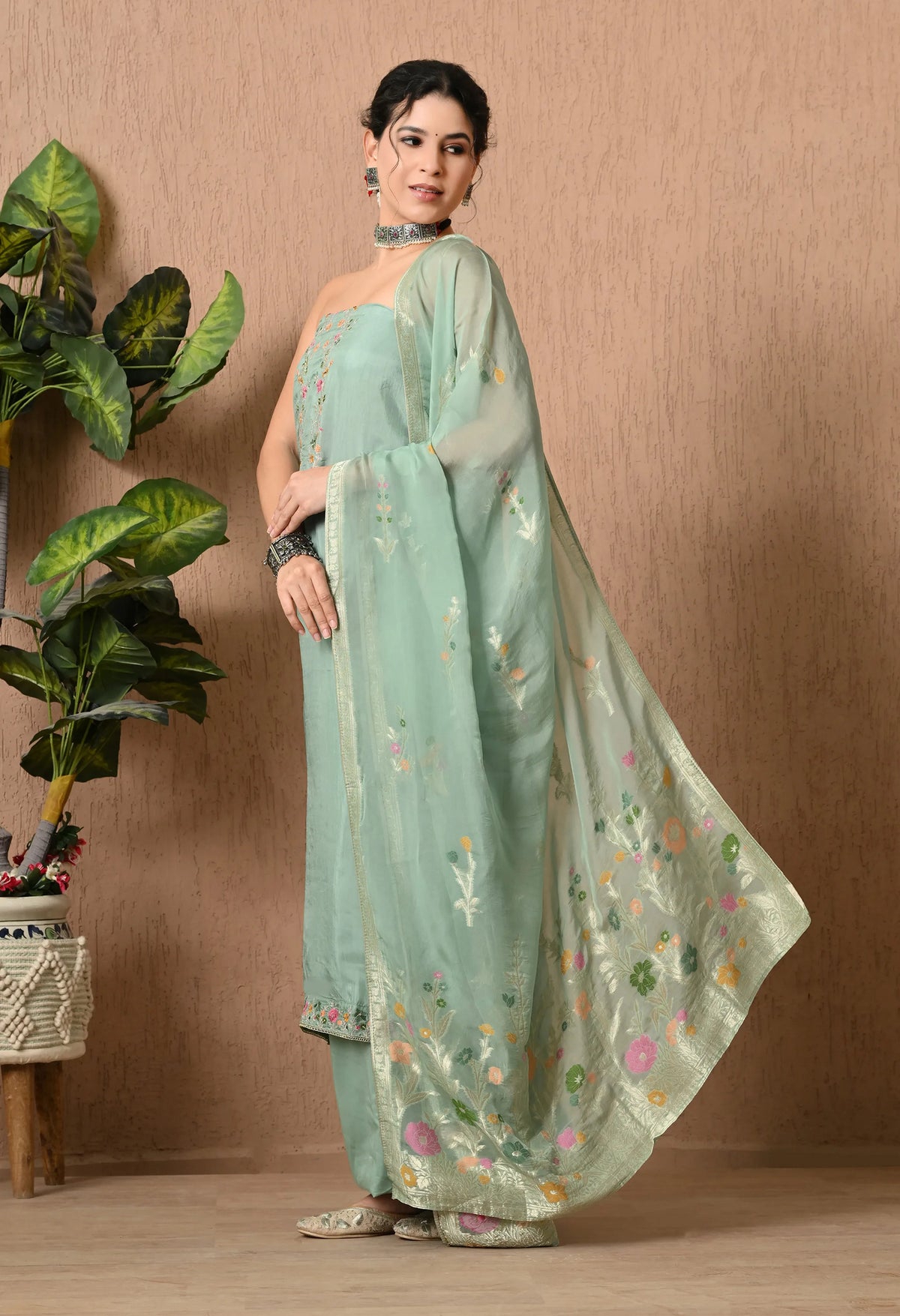 party wear silk suit for women