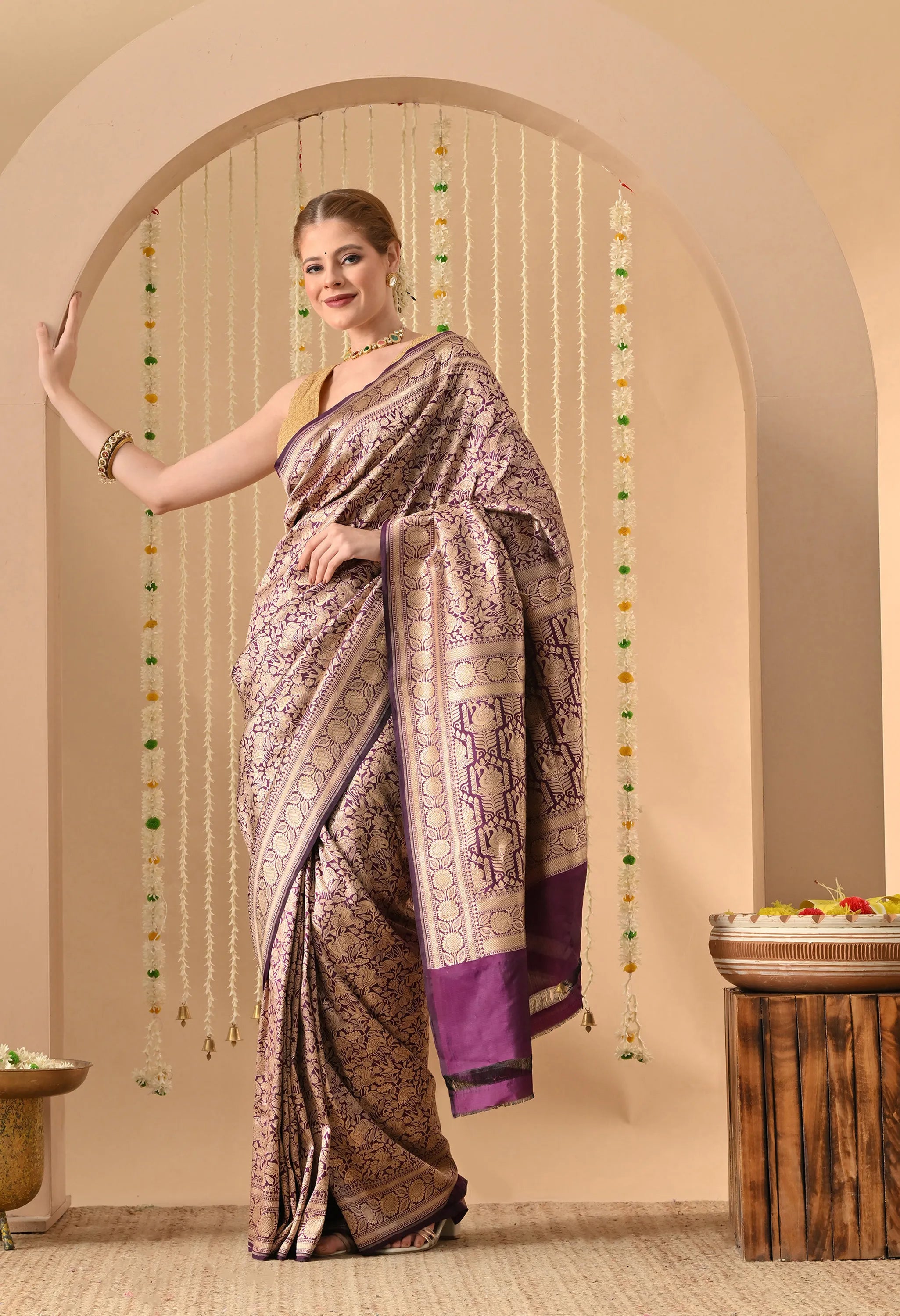 traditional Katan silk saree for festive wear