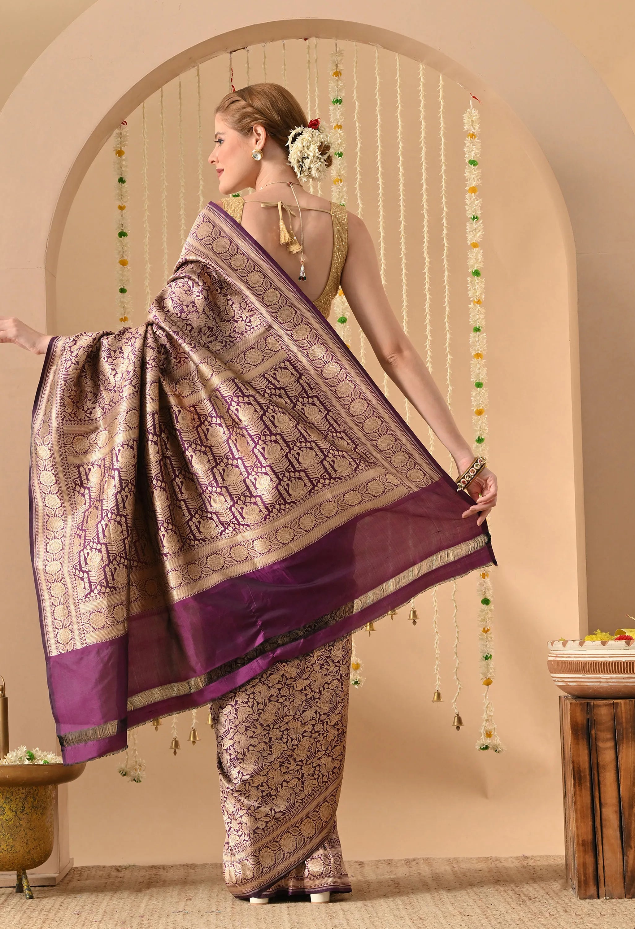 traditional Katan silk saree for festive wear