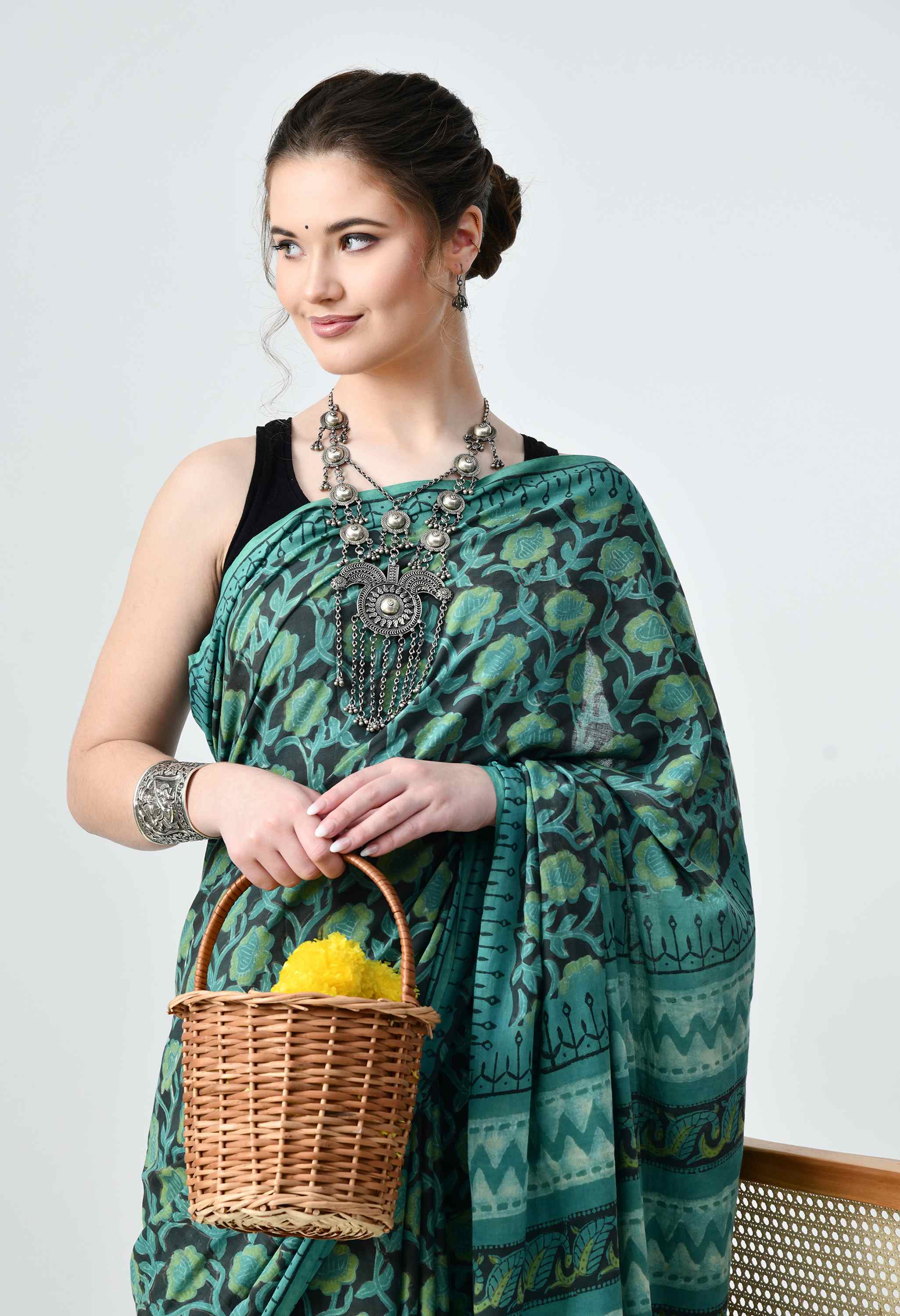 handblock cottton saree