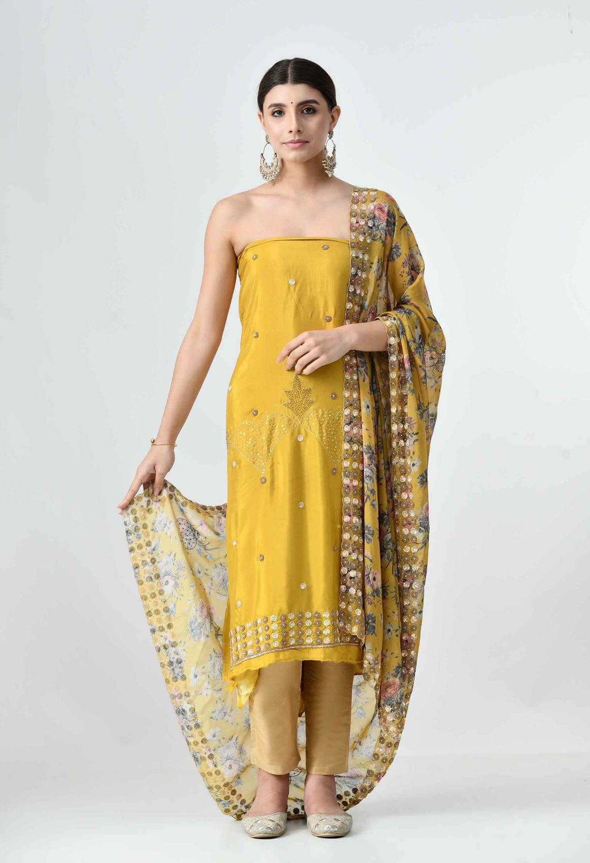  yellow crepe suit for raksha bandhan